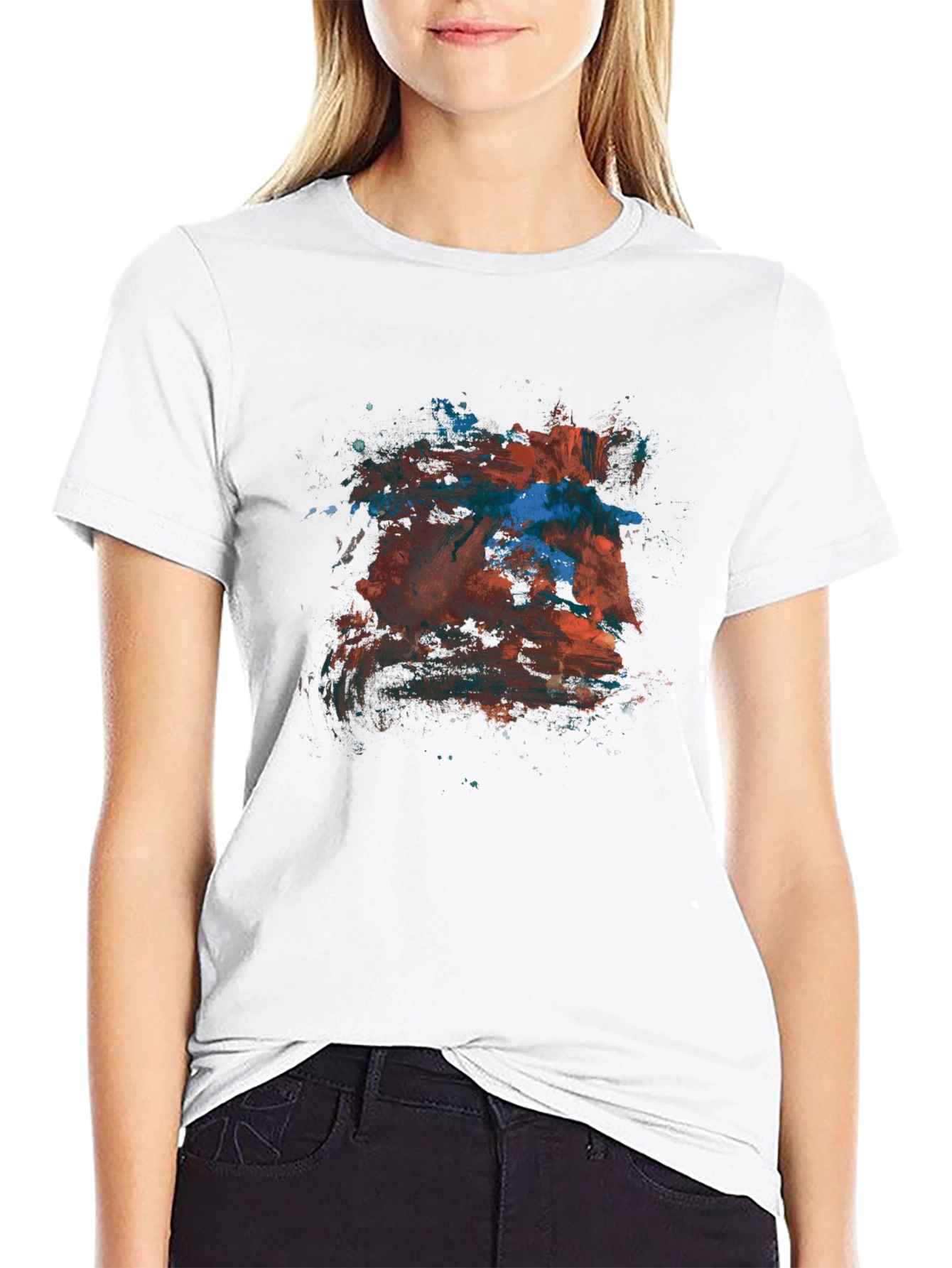 Abstract Art Tee - Mens Black Crew Neck T-Shirt