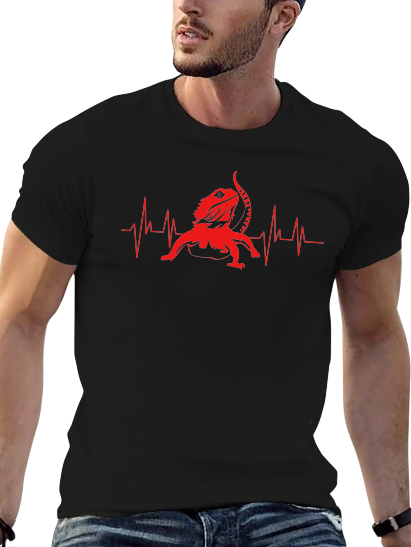 Bearded Dragon Heartbeat T-Shirt - Black