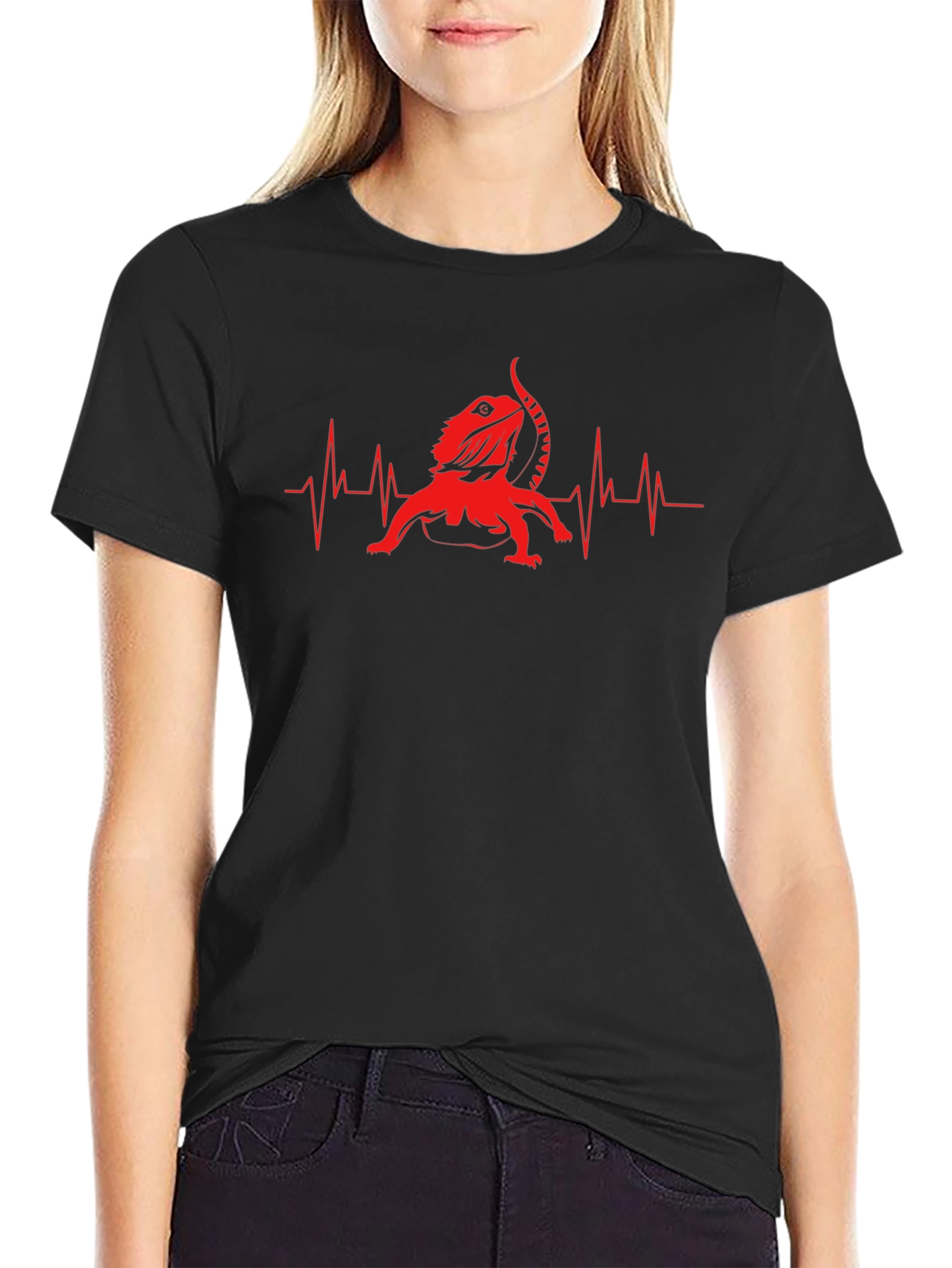 Bearded Dragon Heartbeat T-Shirt - Black