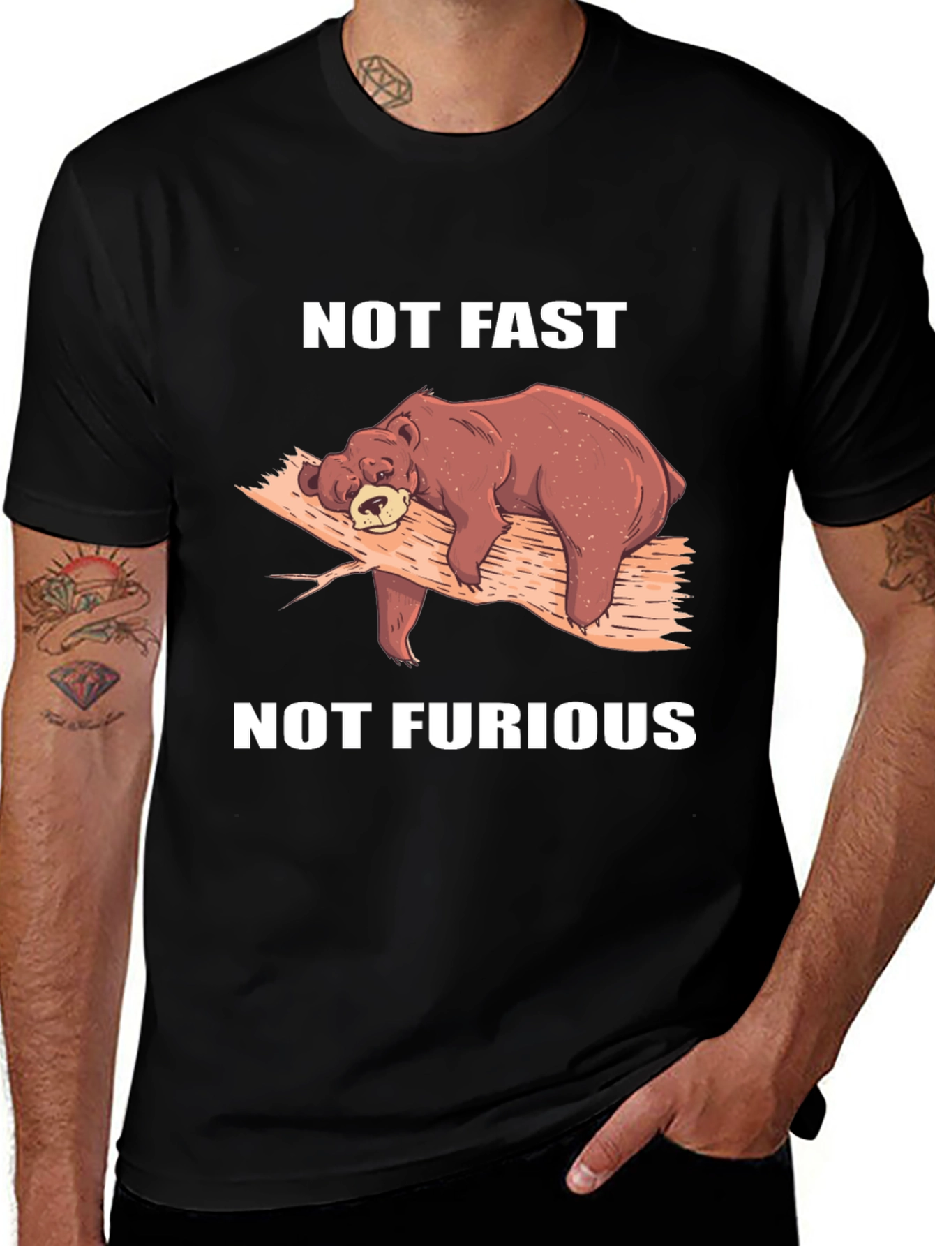Not Fast Not Furious T-Shirt Lazy Bear Tee