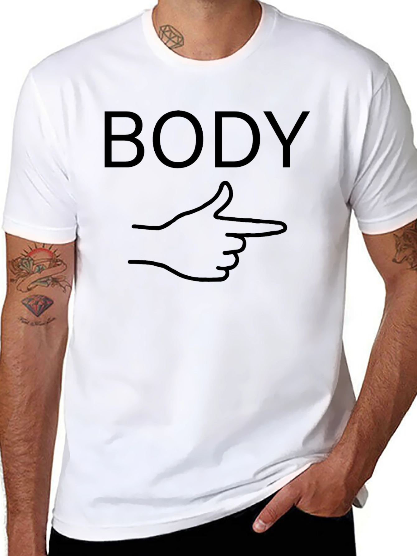 Body Pointing Hand Graphic Tee - Casual Comfort