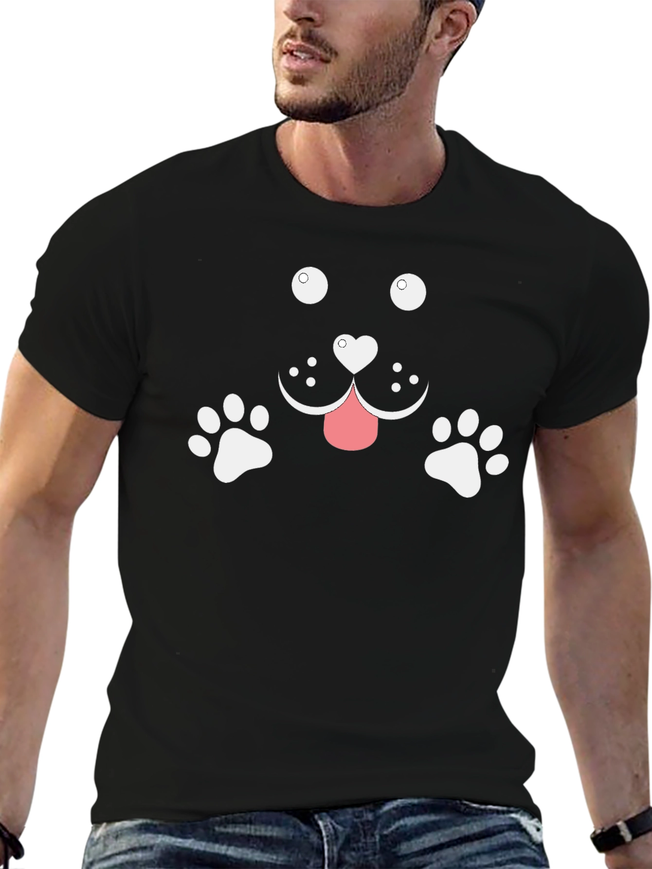 Cute Dog Graphic Tee - Black