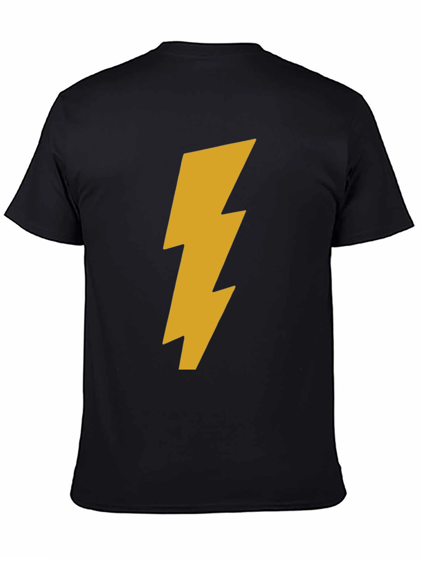 Black T-Shirt with Gold Lightning Bolt