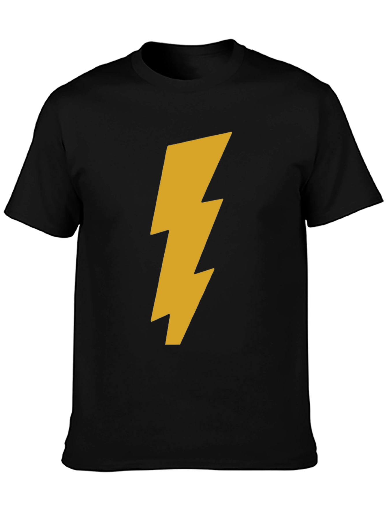 Black T-Shirt with Gold Lightning Bolt