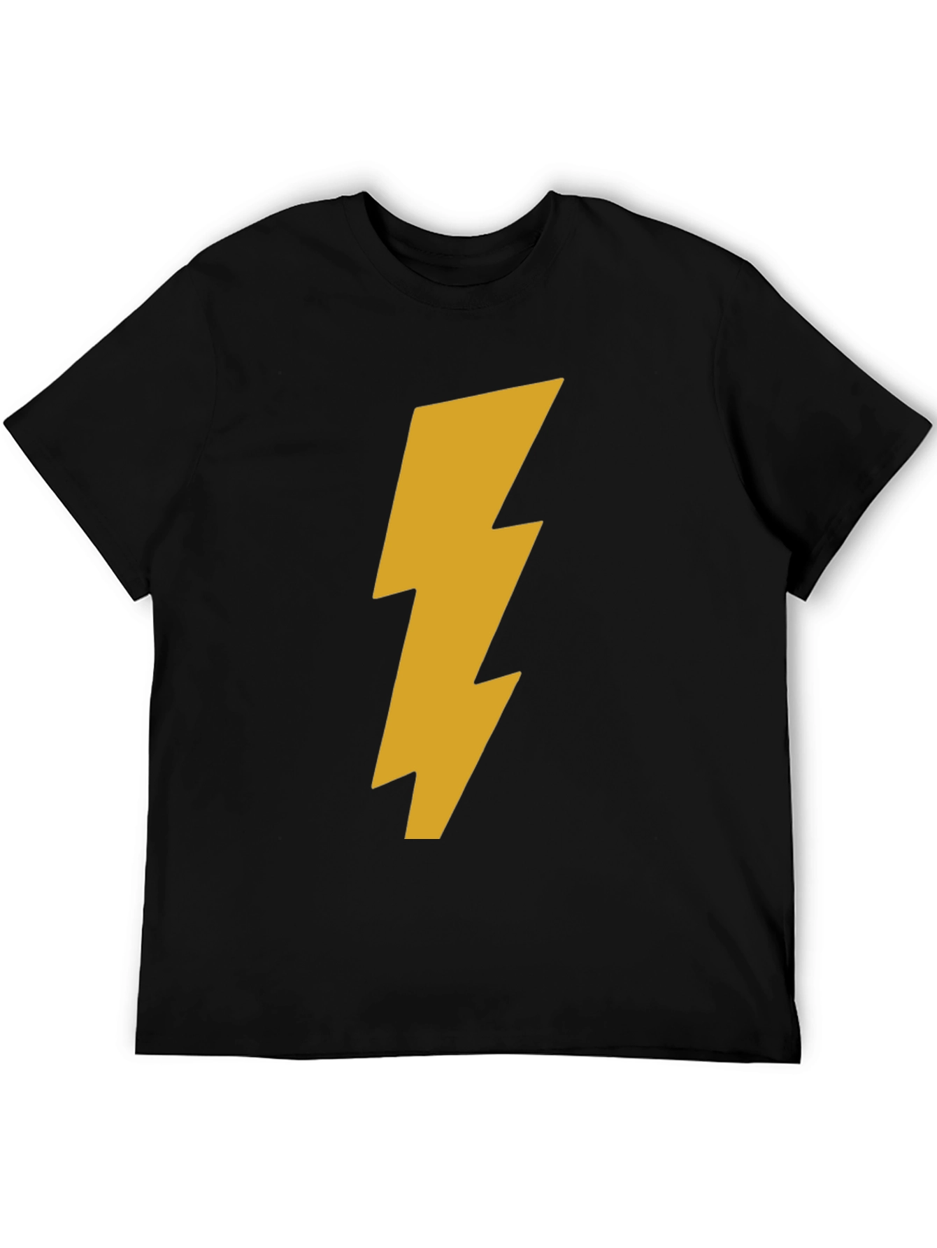 Black T-Shirt with Gold Lightning Bolt
