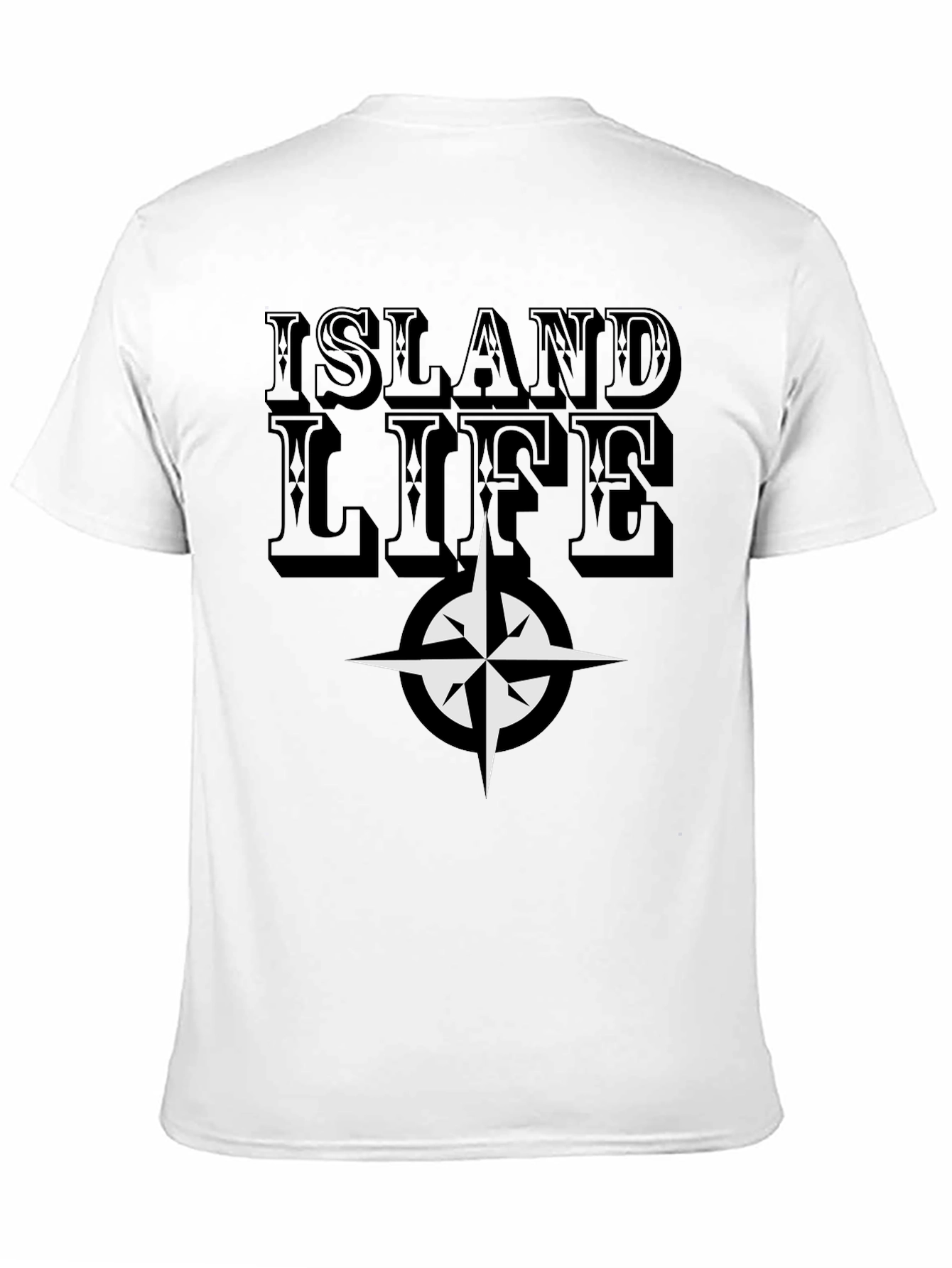 Island Life Compass Graphic Tee - Casual Black T-Shirt
