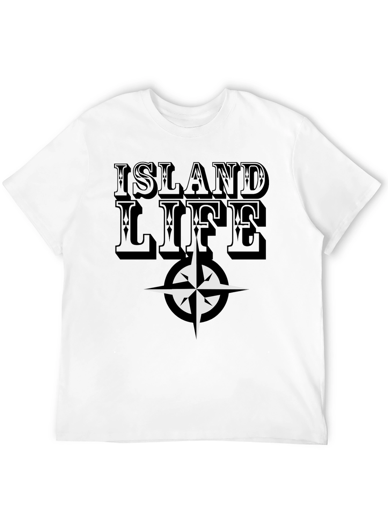 Island Life Compass Graphic Tee - Casual Black T-Shirt