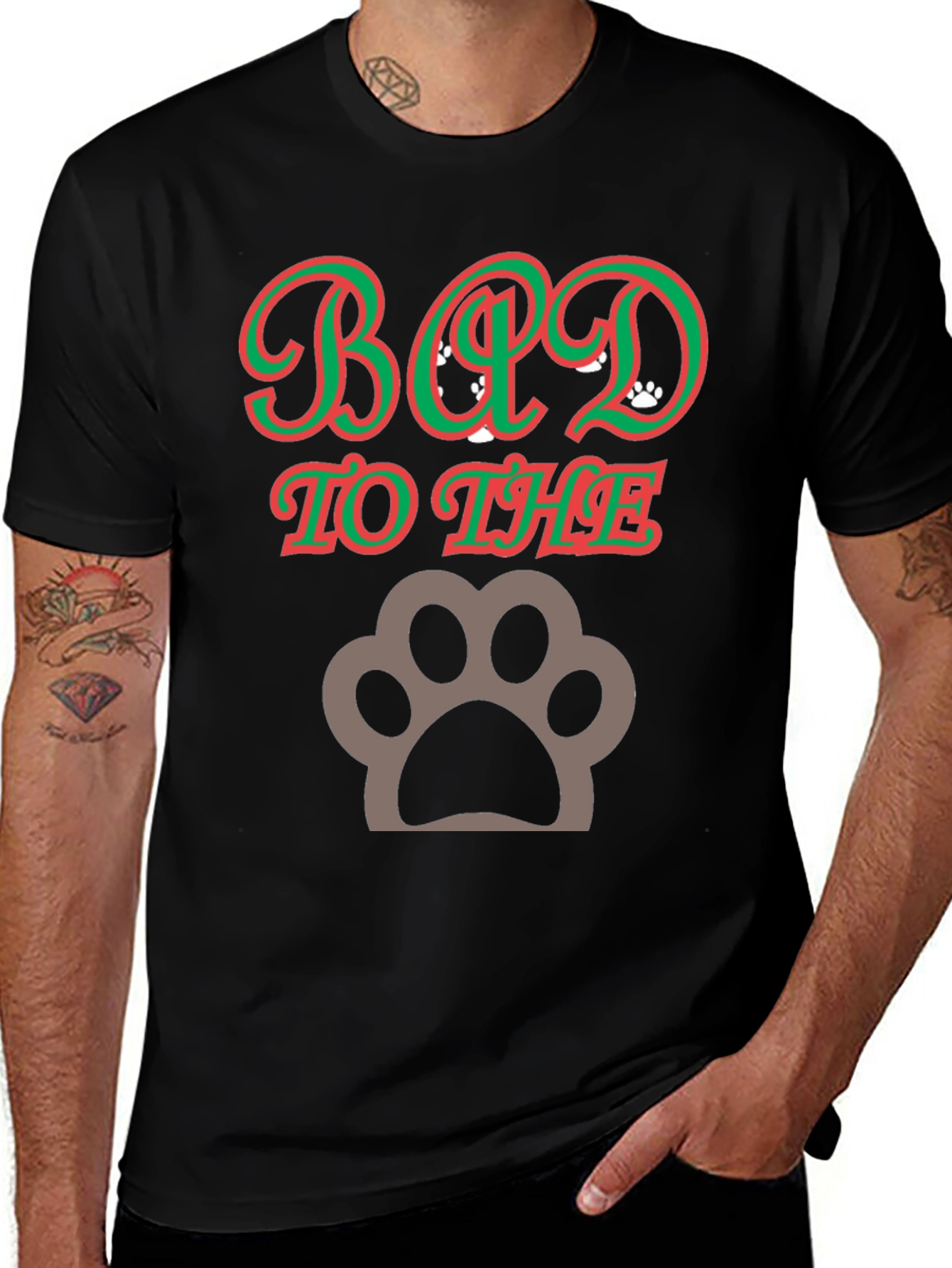 Bad to the Bone Paw Print T-Shirt