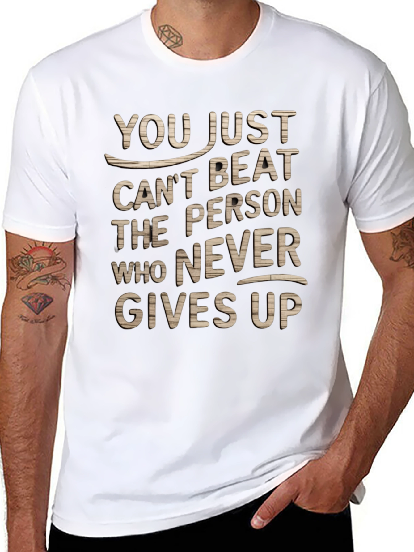 Never Give Up Motivational Graphic T-Shirt
