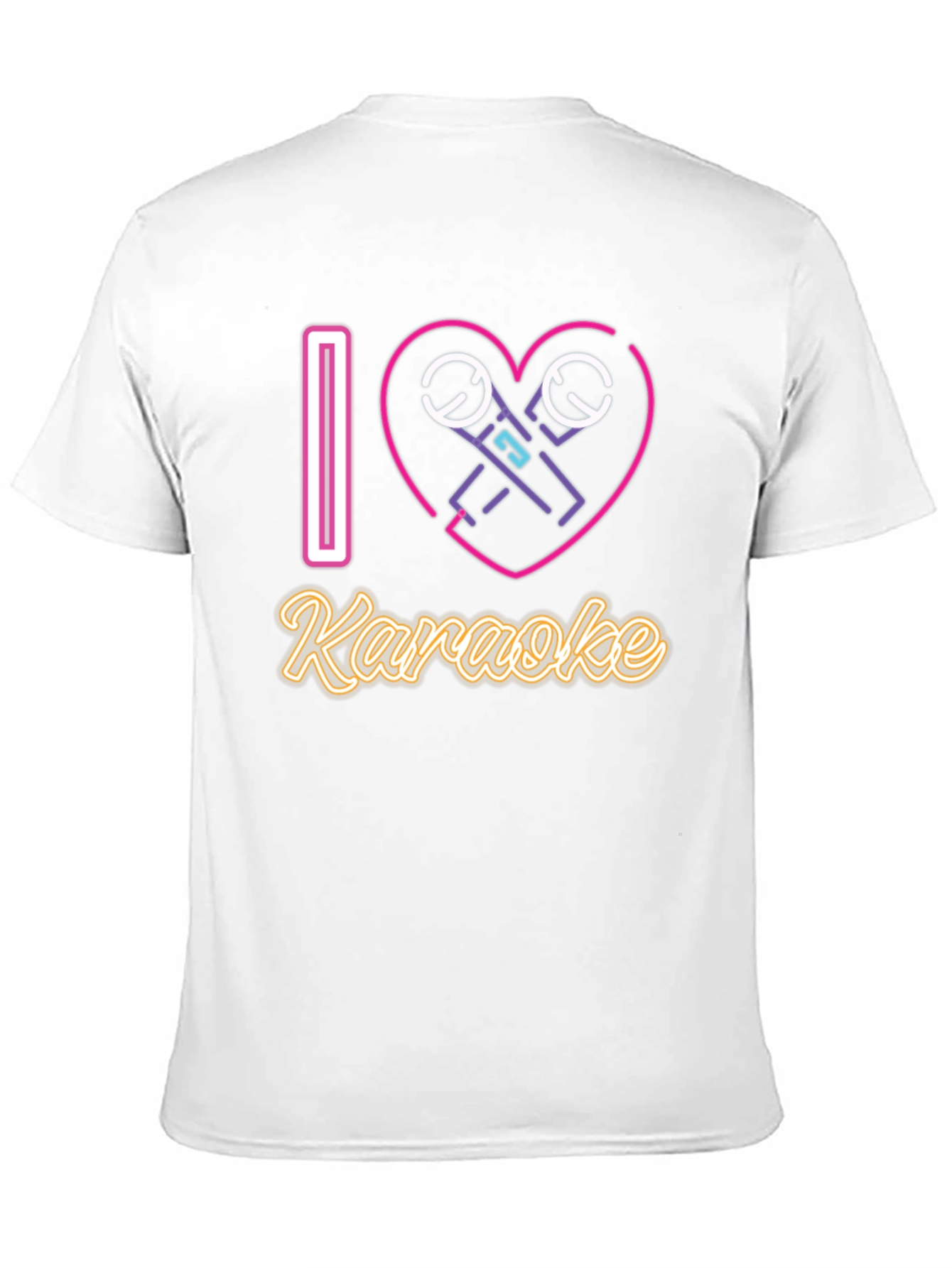 I Love Karaoke T-Shirt - Neon Microphone Heart Design