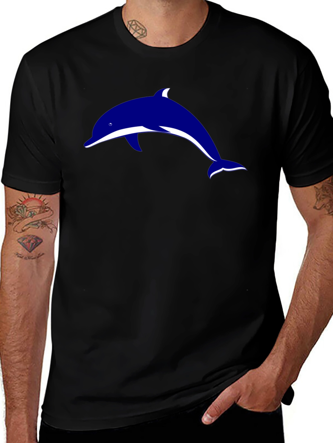 Black Dolphin Graphic Tee - Stylish Casual Wear