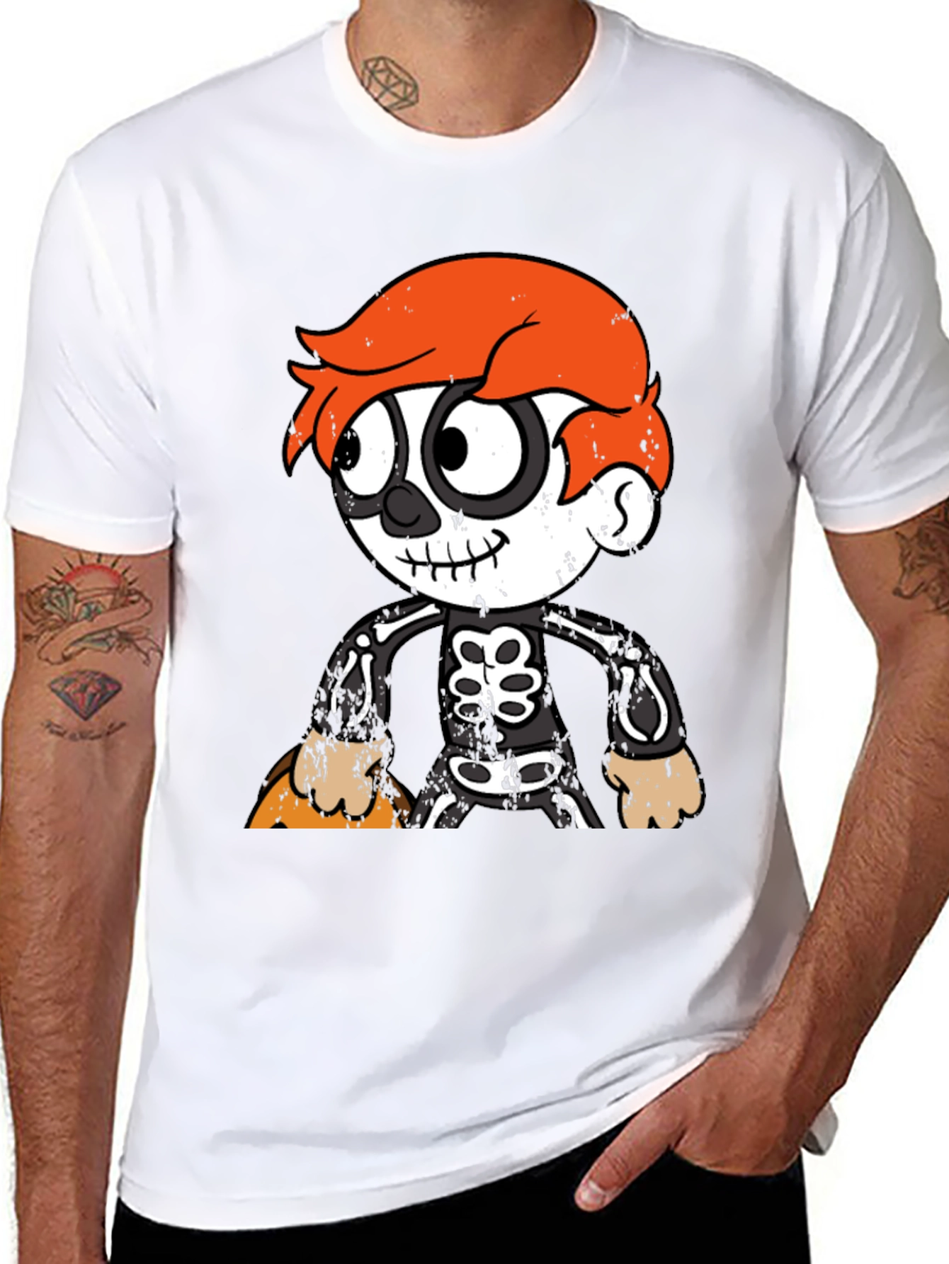 Halloween Cartoon Skeleton Graphic T-Shirt