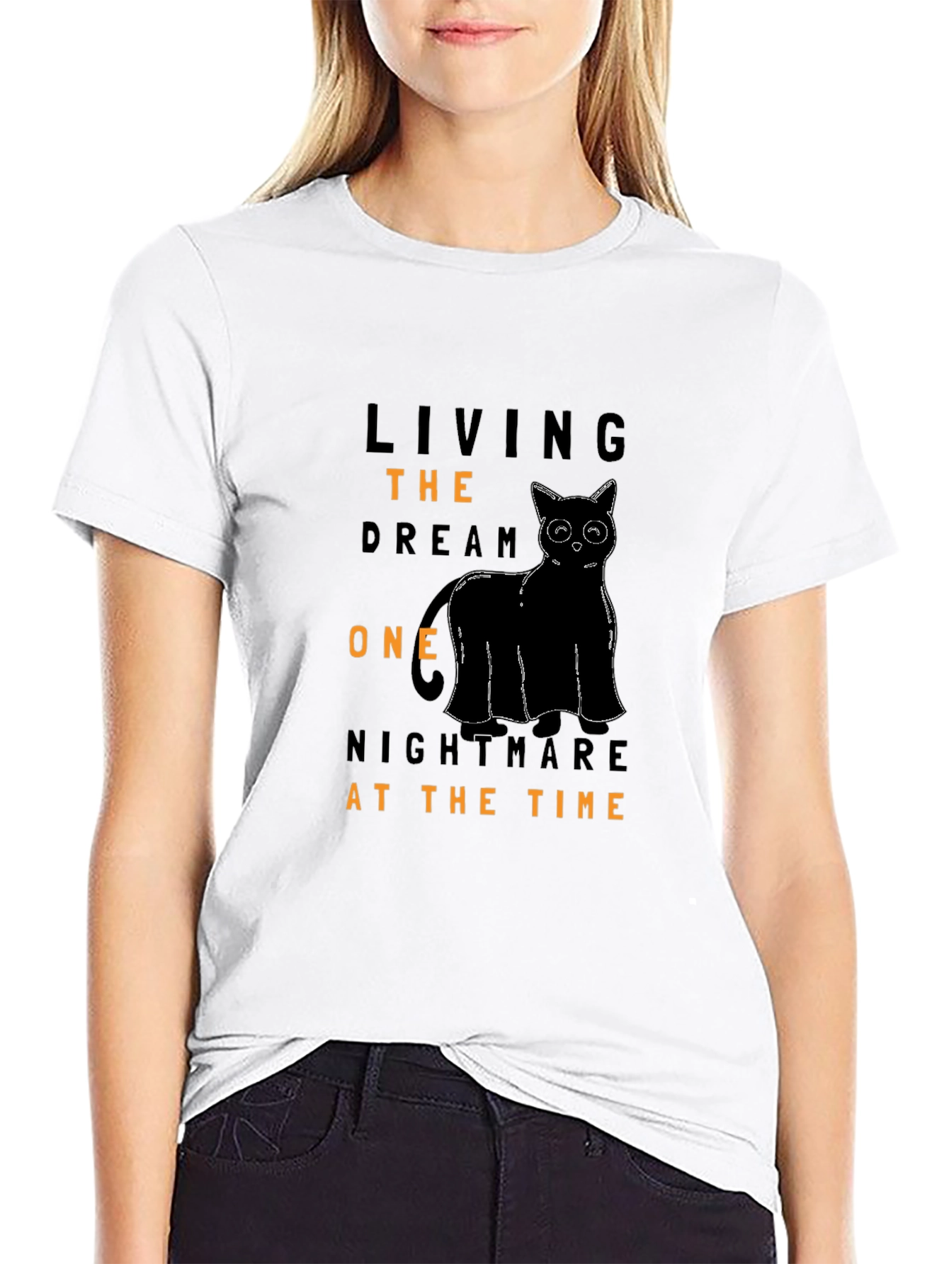Living The Dream Black Cat Graphic Tee
