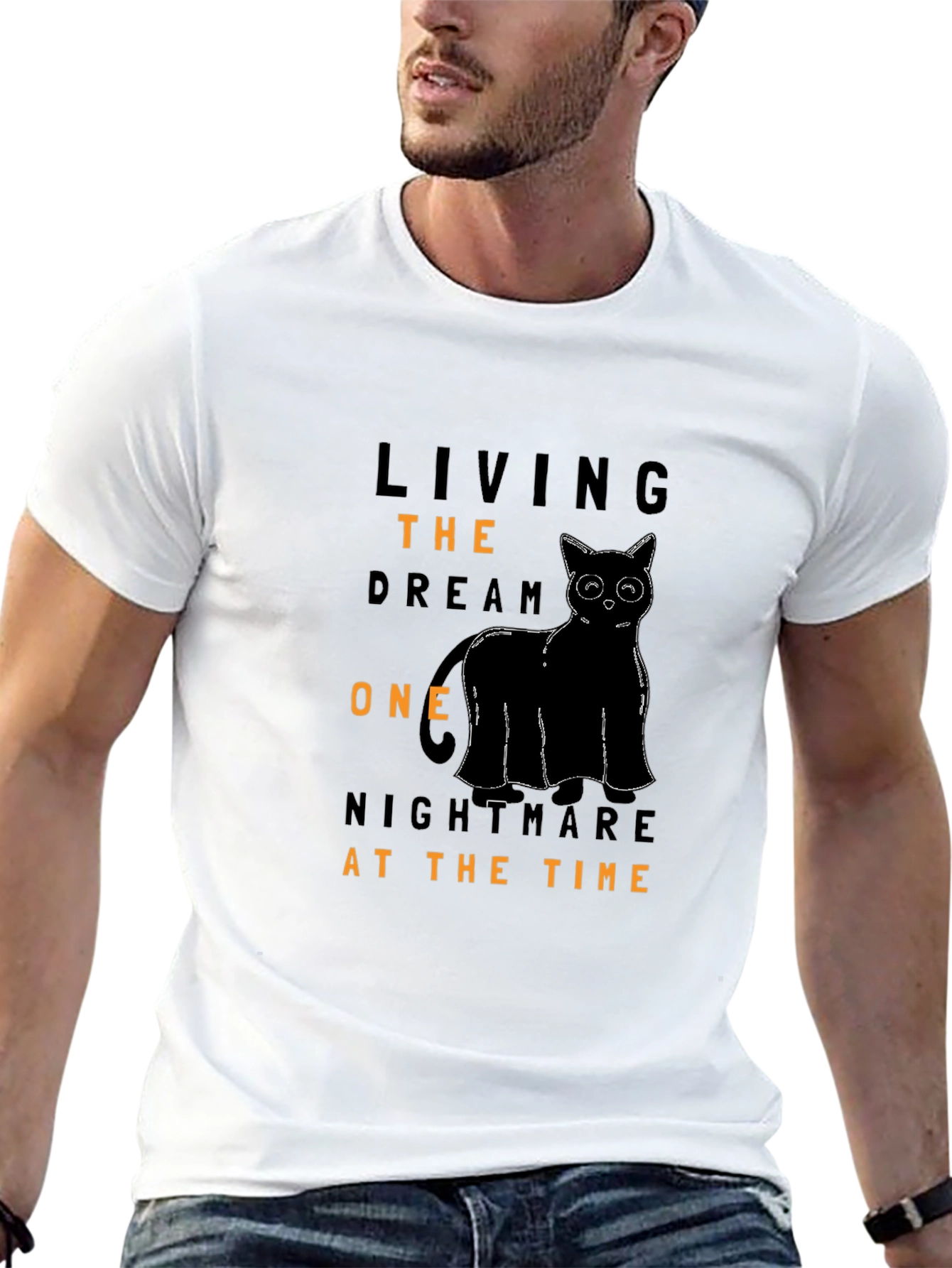 Living The Dream Black Cat Graphic Tee