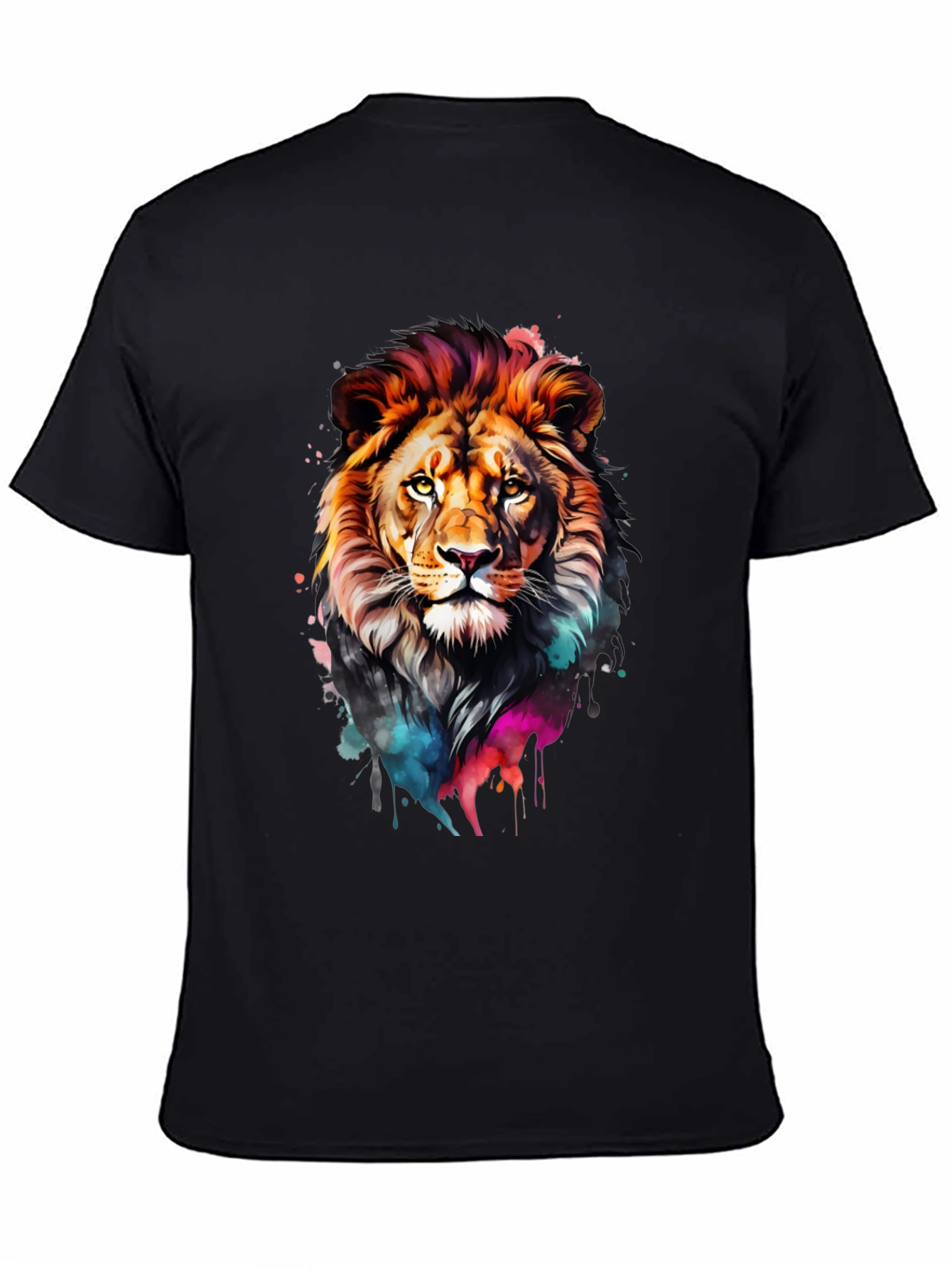 Vibrant Lion Graphic Black T-Shirt