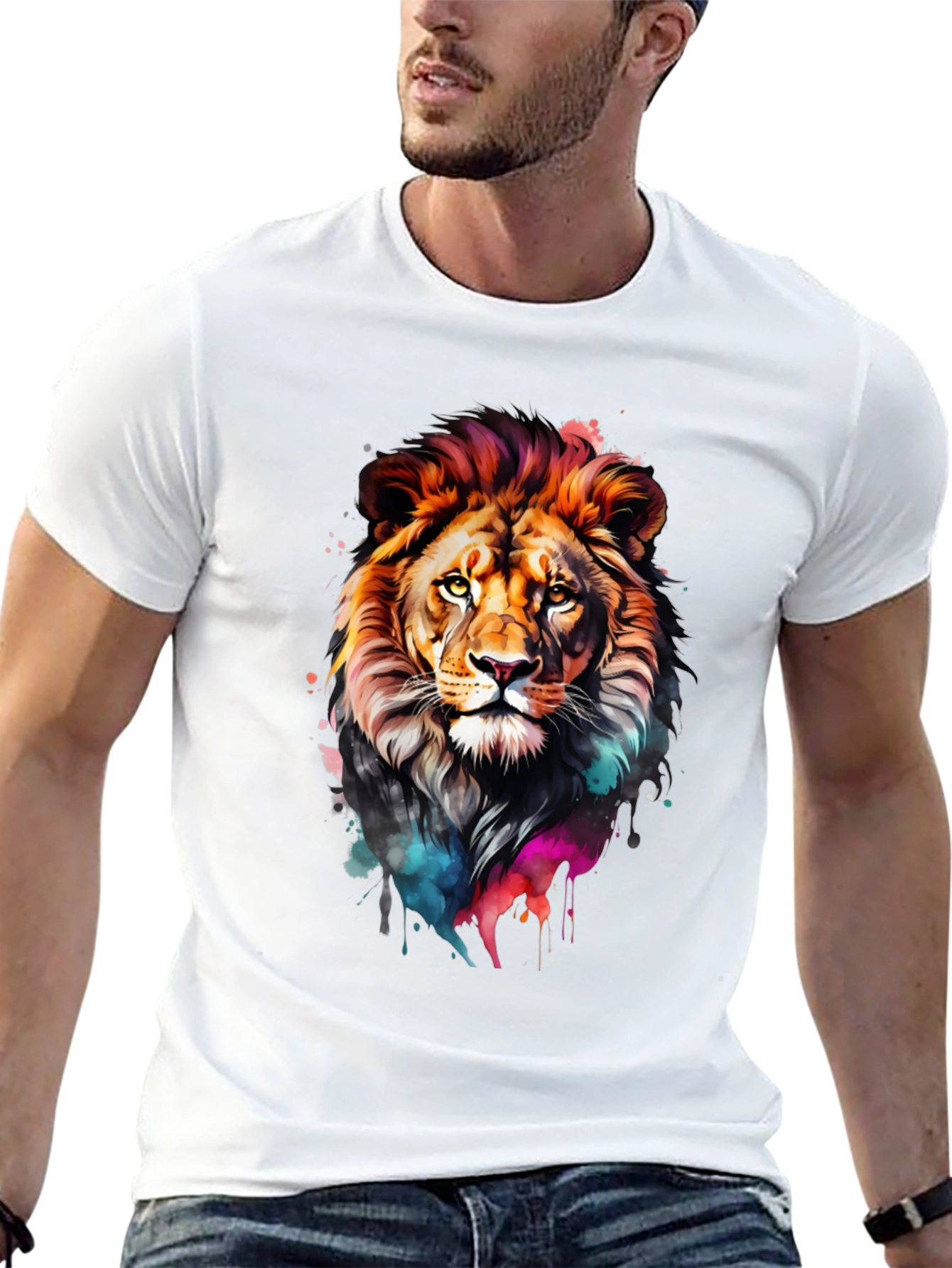 Vibrant Lion Graphic Black T-Shirt