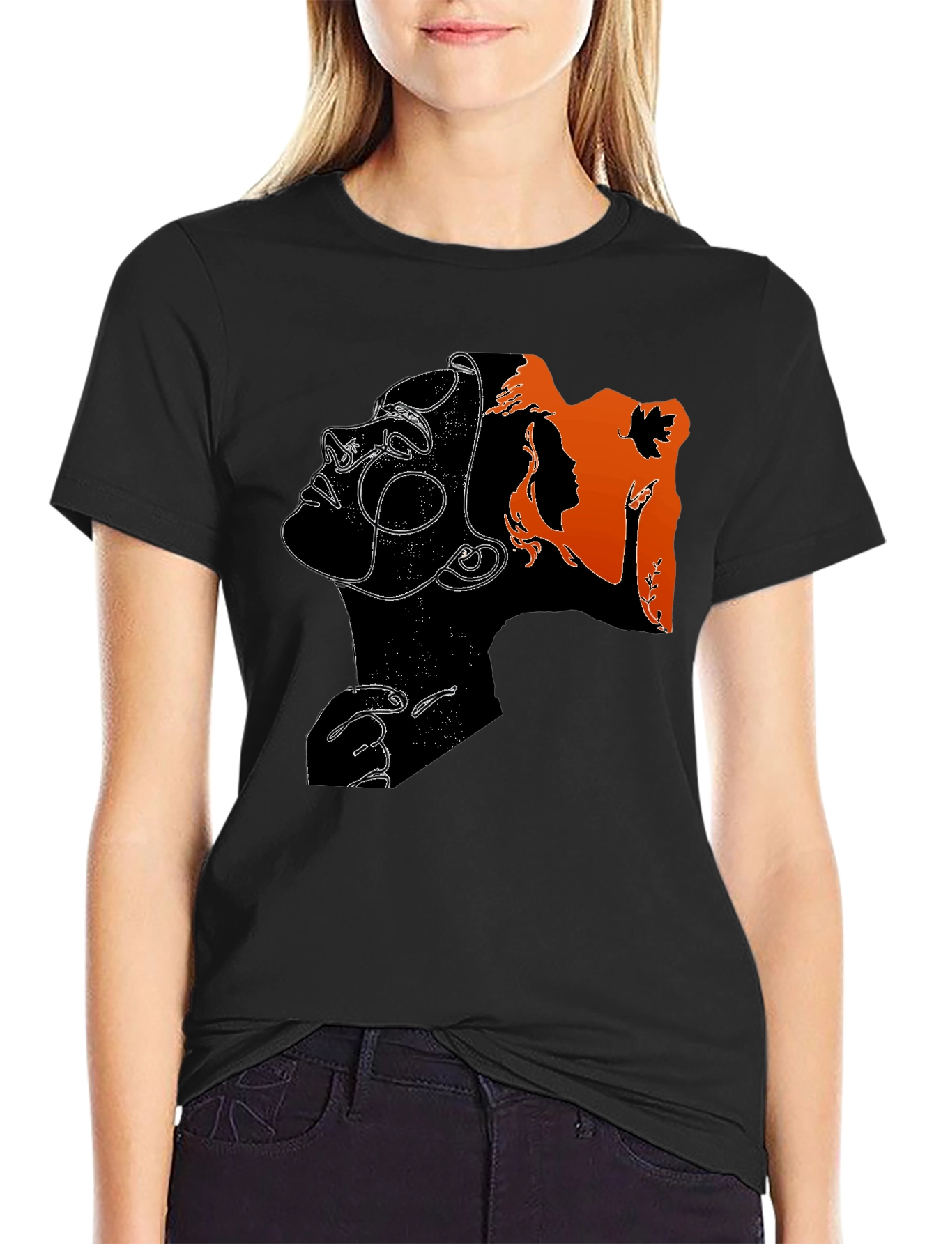 Abstract Woman Graphic T-Shirt - Black