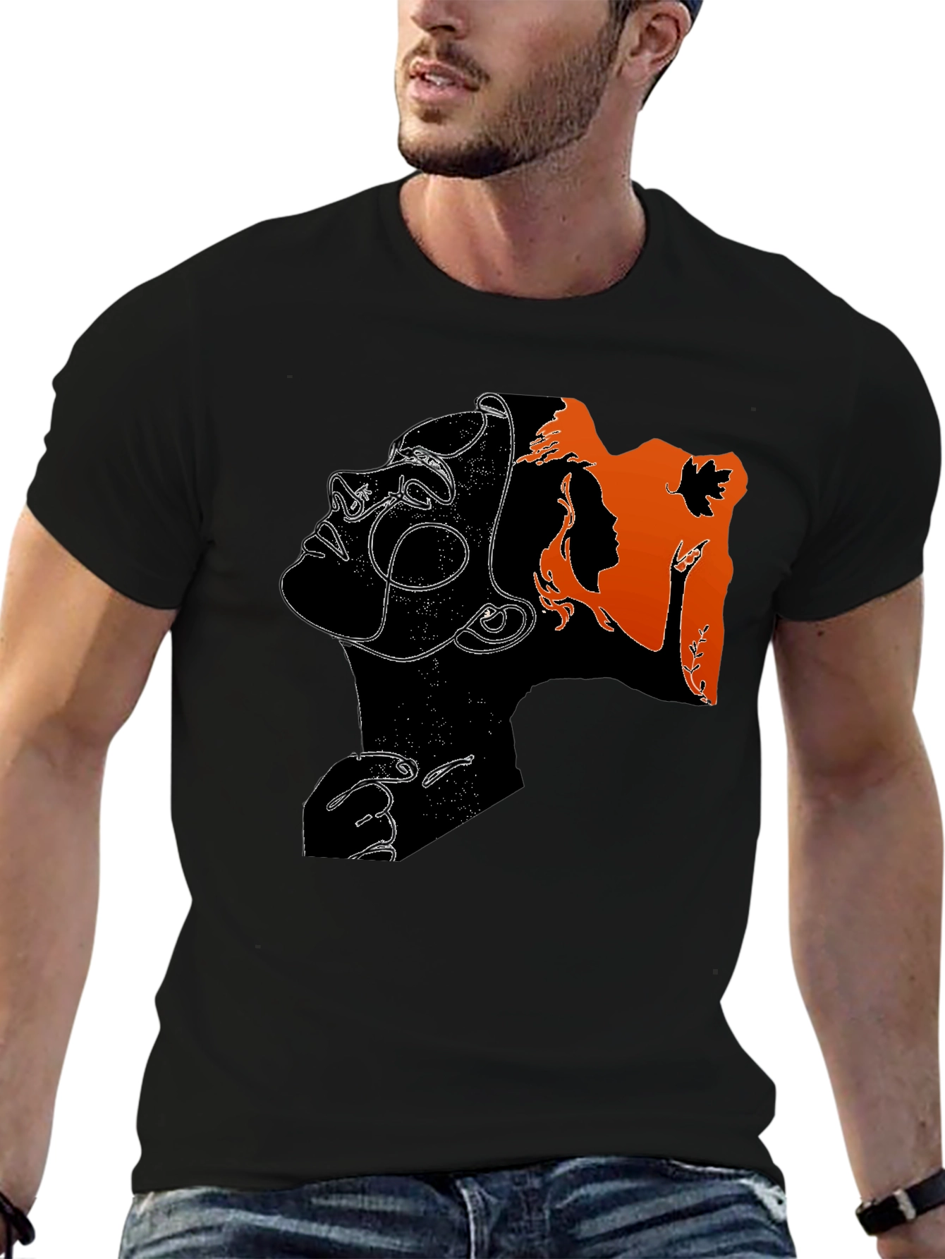 Abstract Woman Graphic T-Shirt - Black