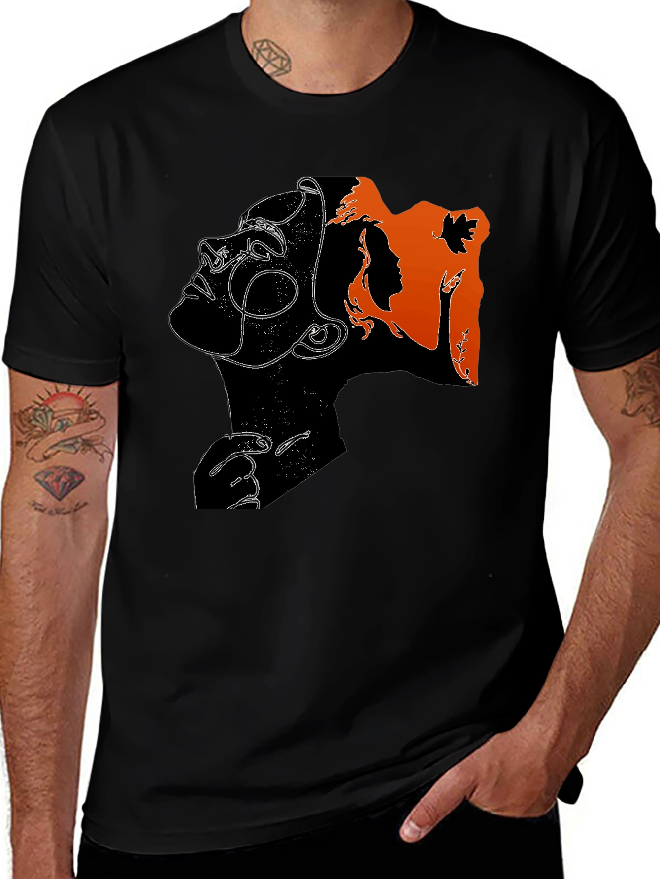 Abstract Woman Graphic T-Shirt - Black