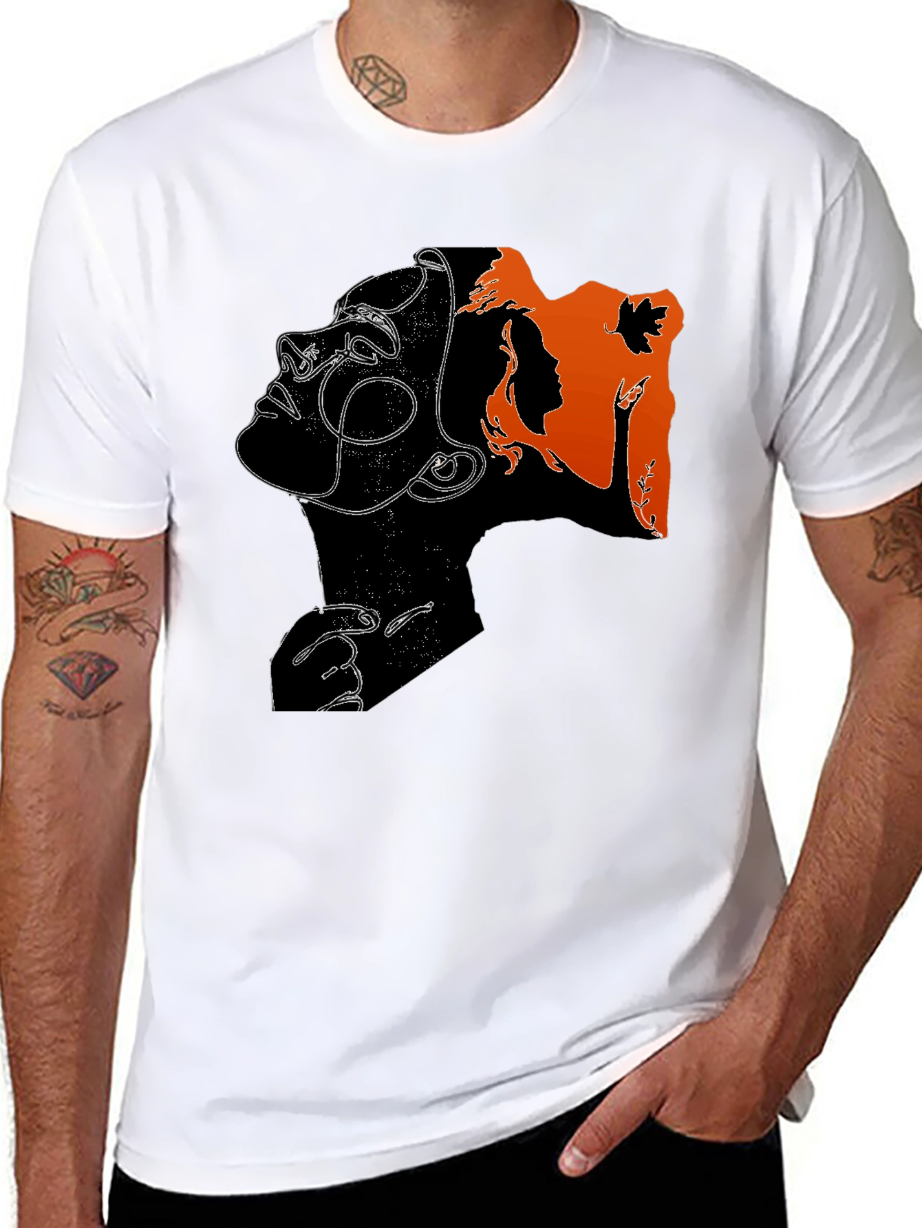 Abstract Woman Graphic T-Shirt - Black