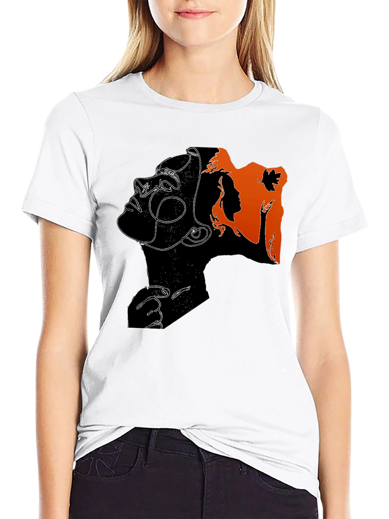 Abstract Woman Graphic T-Shirt - Black