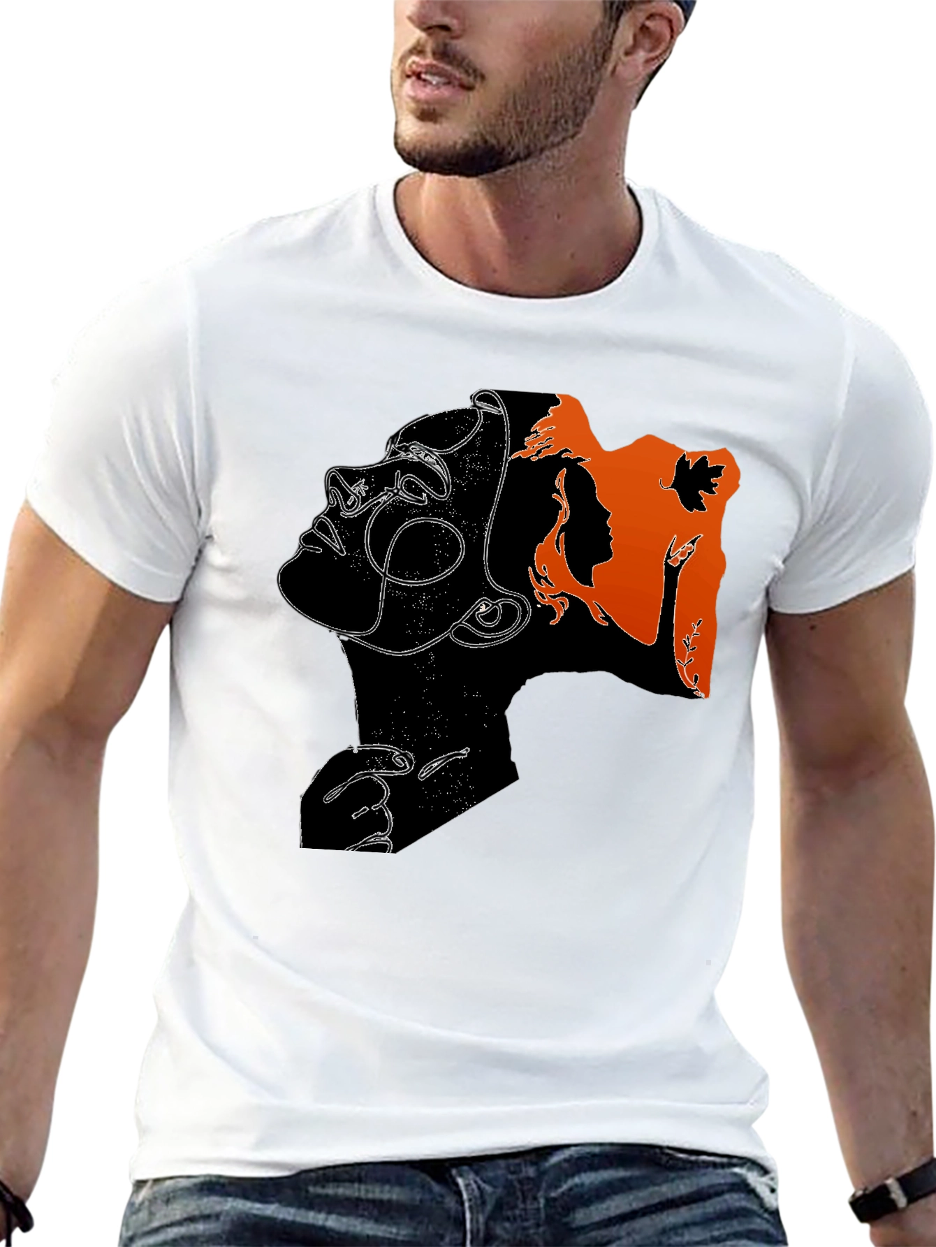 Abstract Woman Graphic T-Shirt - Black