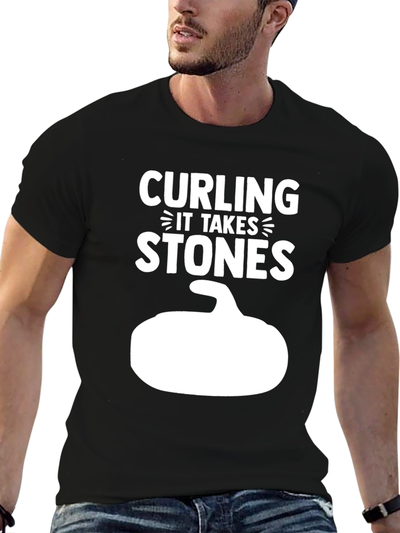 Curling It Takes Stones T-Shirt Black