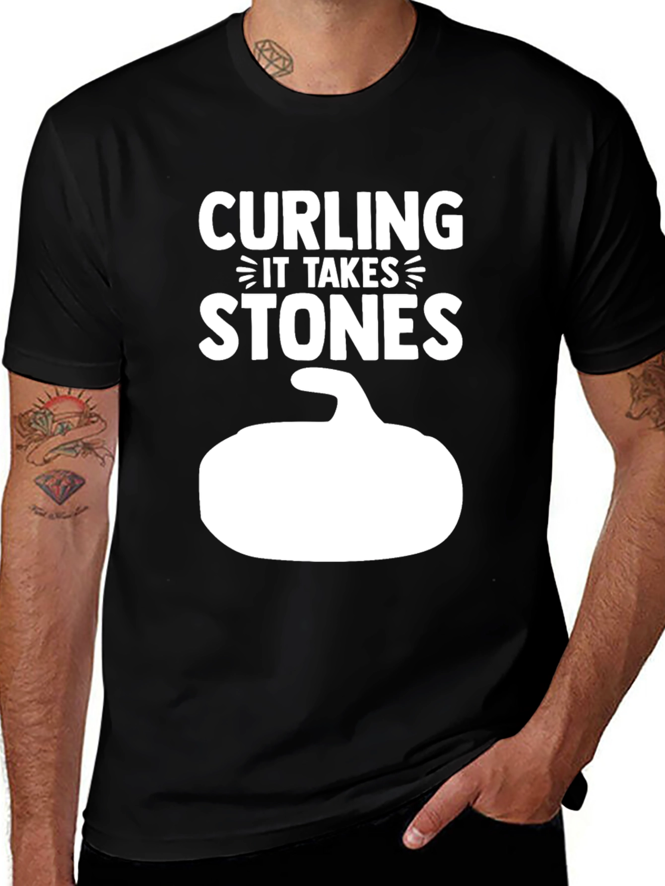 Curling It Takes Stones T-Shirt Black