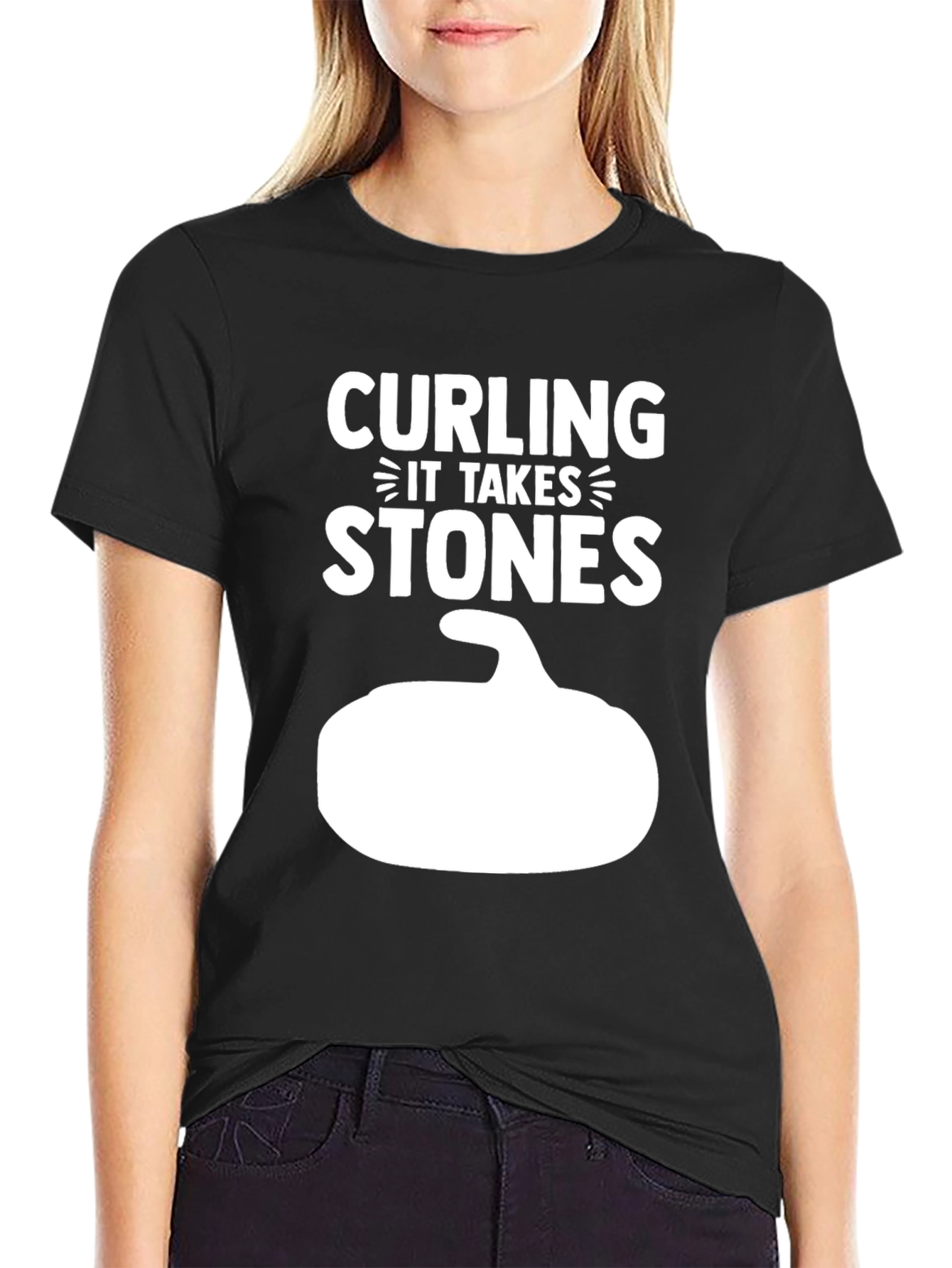 Curling It Takes Stones T-Shirt Black