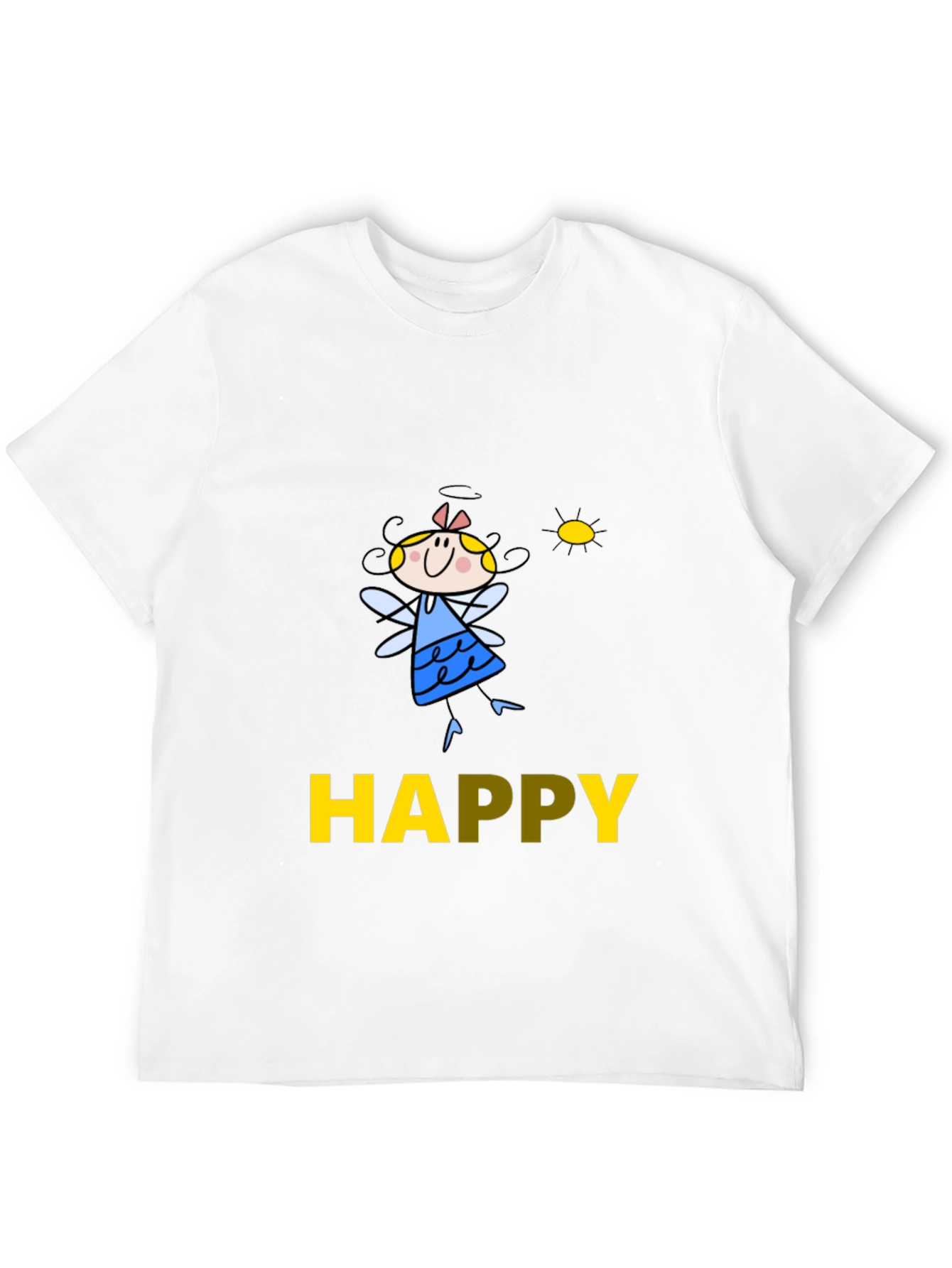 Happy Fairy Graphic Black Tee for Men