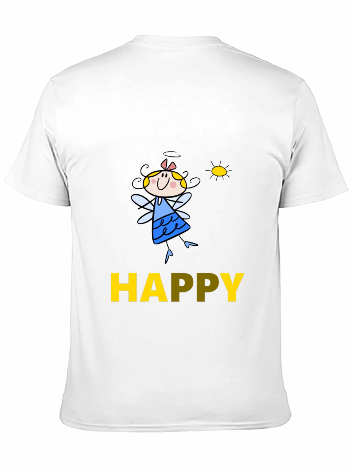 Happy Fairy Graphic Black Tee for Men