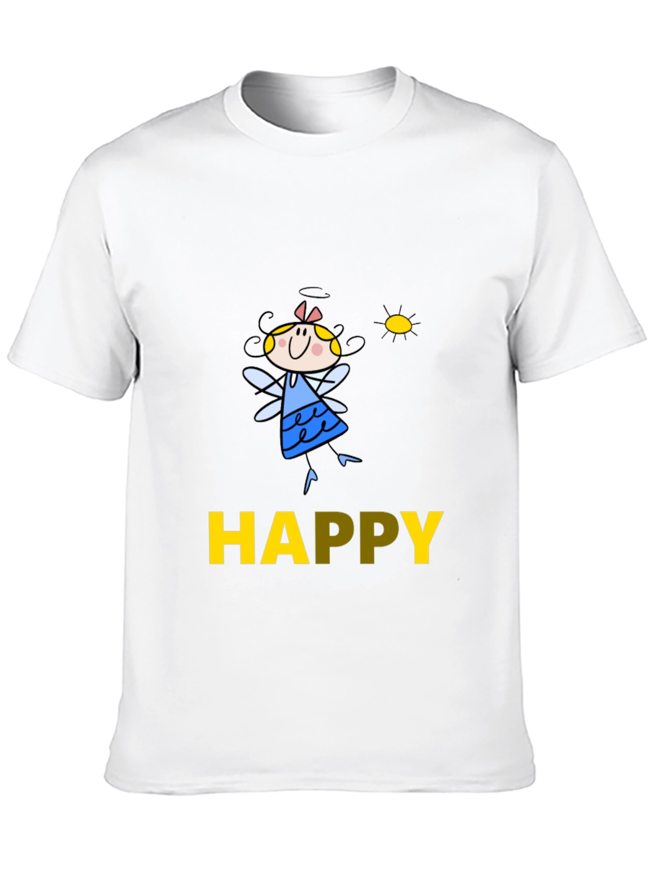 Happy Fairy Graphic Black Tee for Men