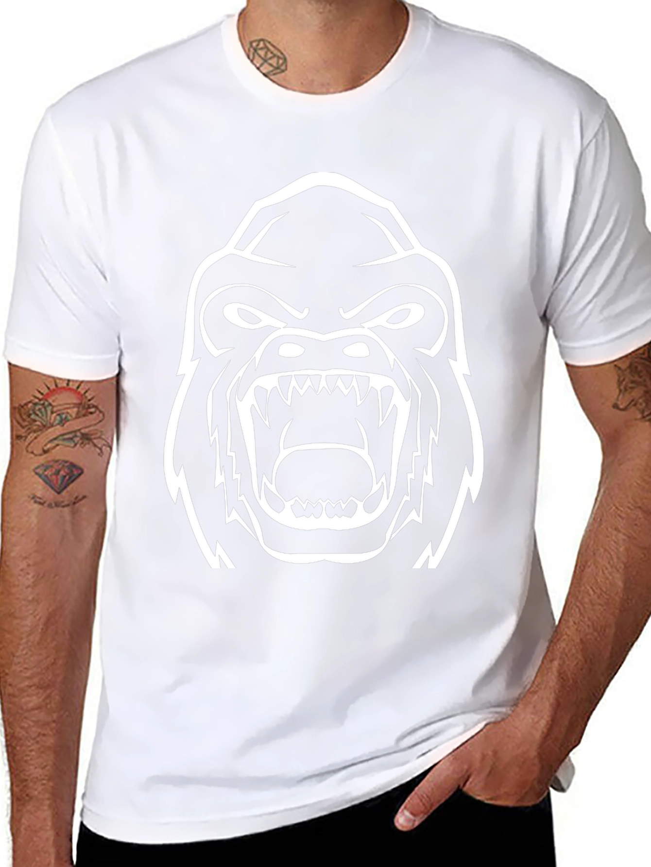 Mens Black Gorilla Graphic Tee