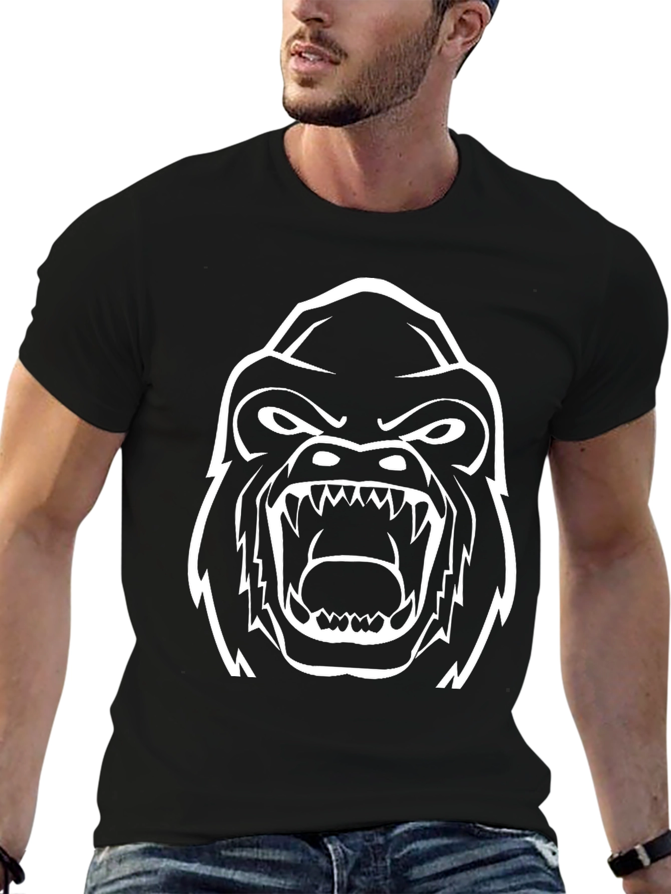 Mens Black Gorilla Graphic Tee
