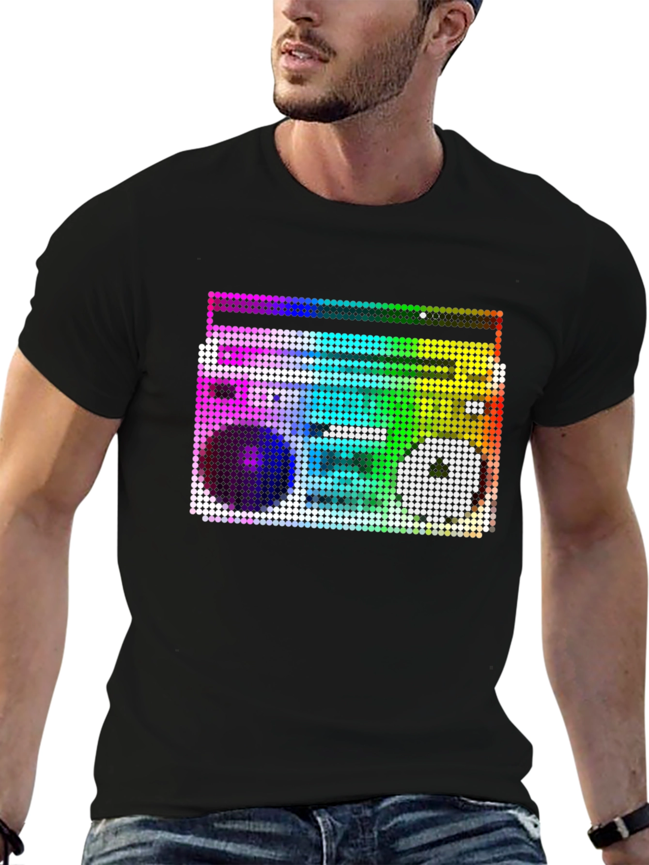 Retro Boombox Graphic T-Shirt - Black