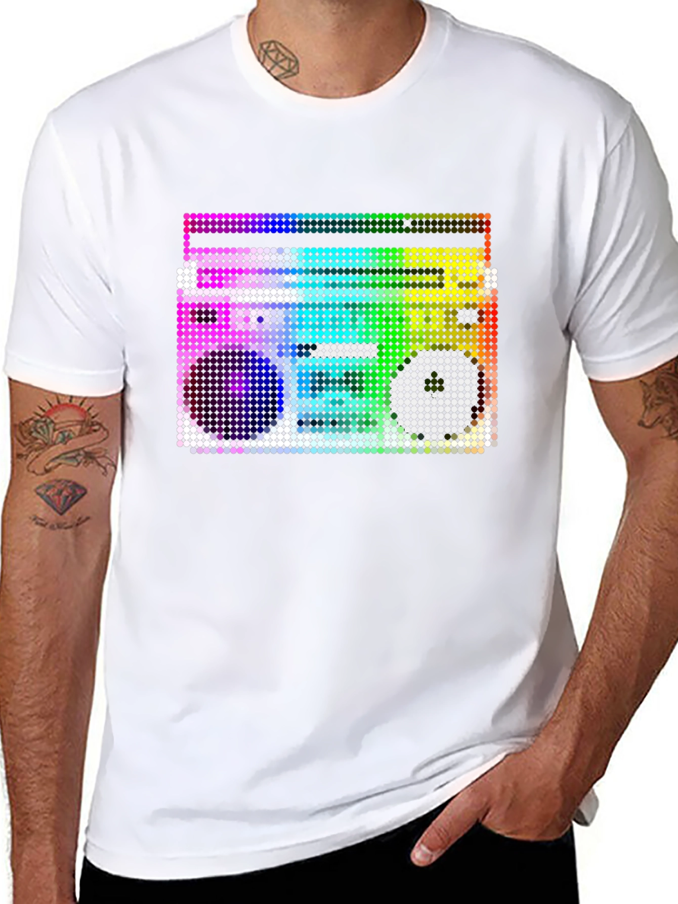 Retro Boombox Graphic T-Shirt - Black