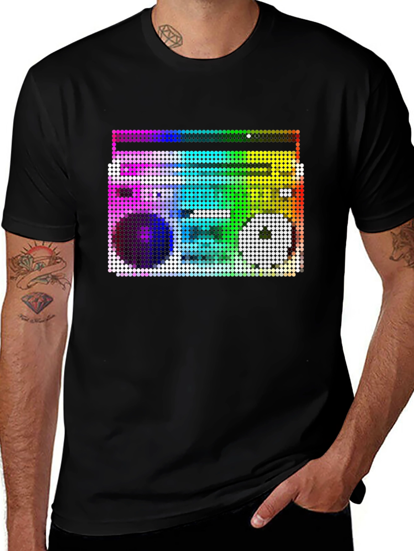 Retro Boombox Graphic T-Shirt - Black