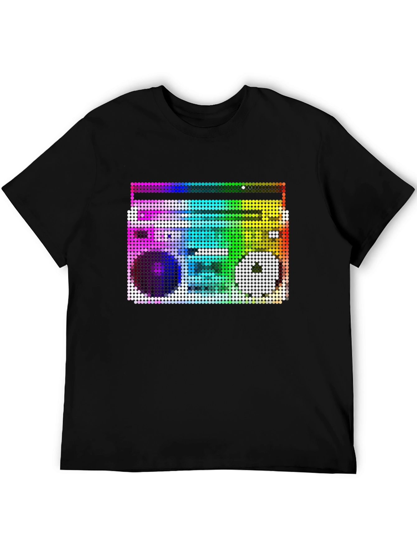Retro Boombox Graphic T-Shirt - Black