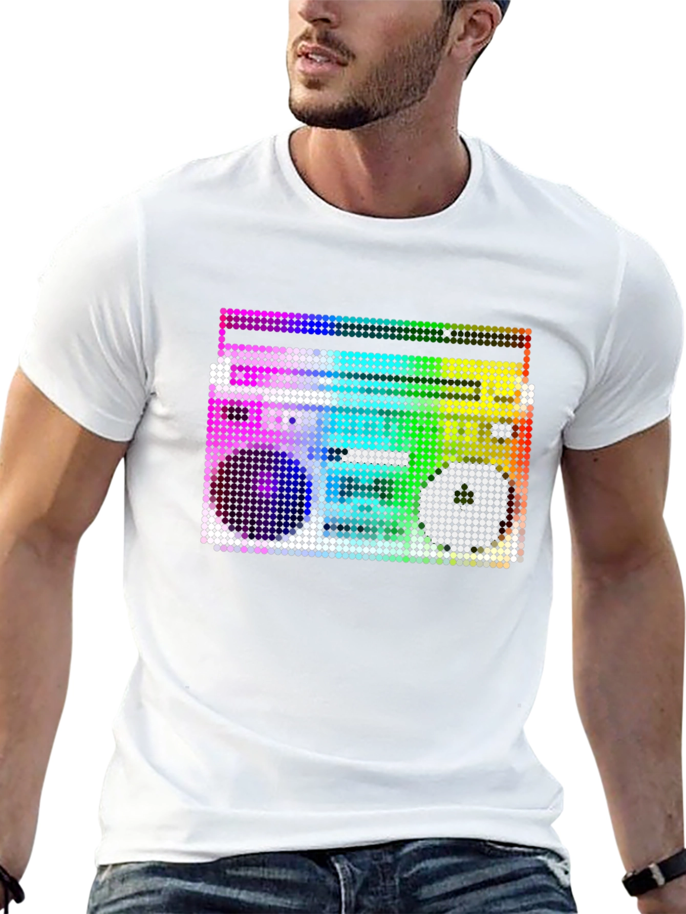 Retro Boombox Graphic T-Shirt - Black