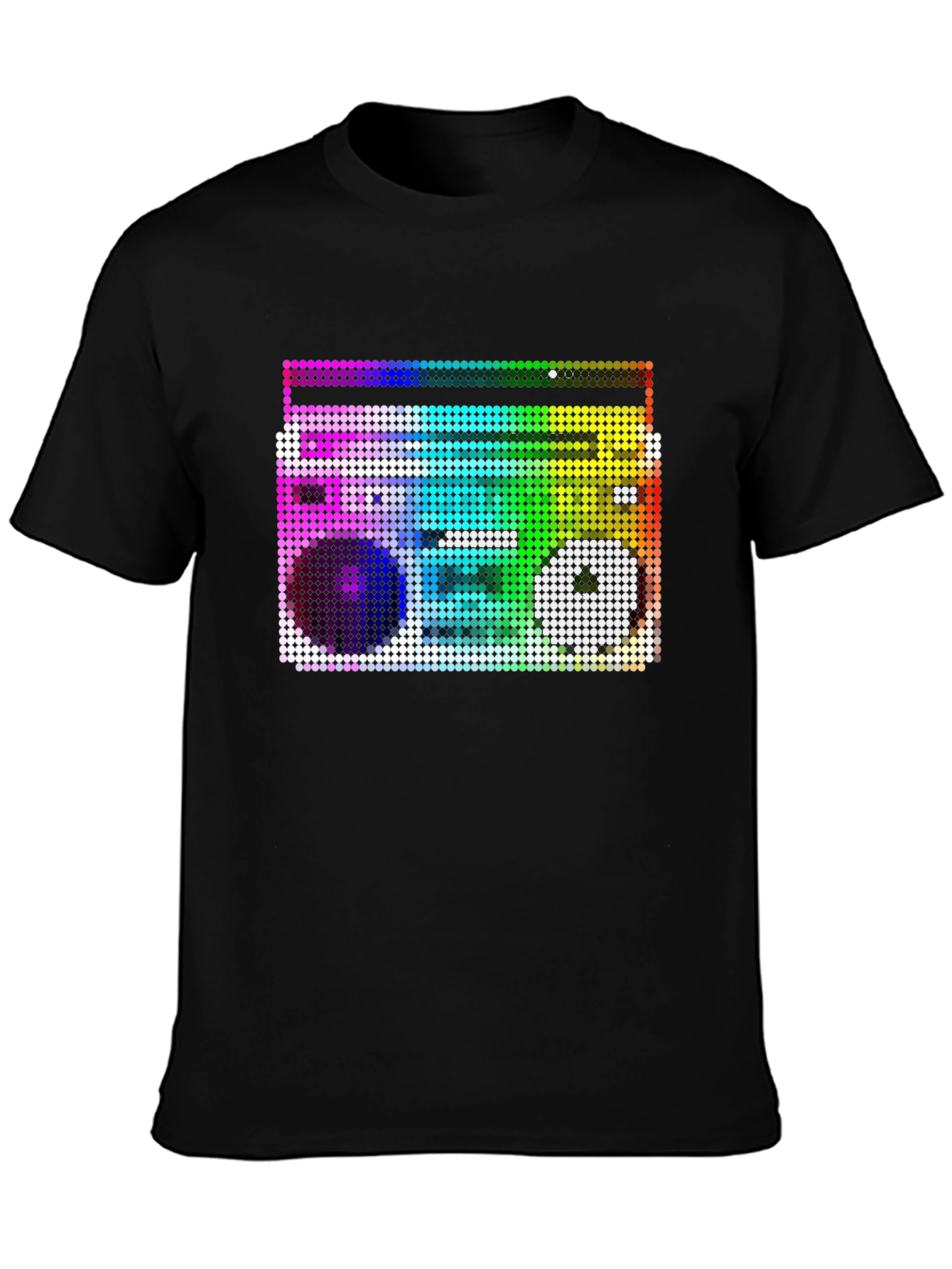 Retro Boombox Graphic T-Shirt - Black
