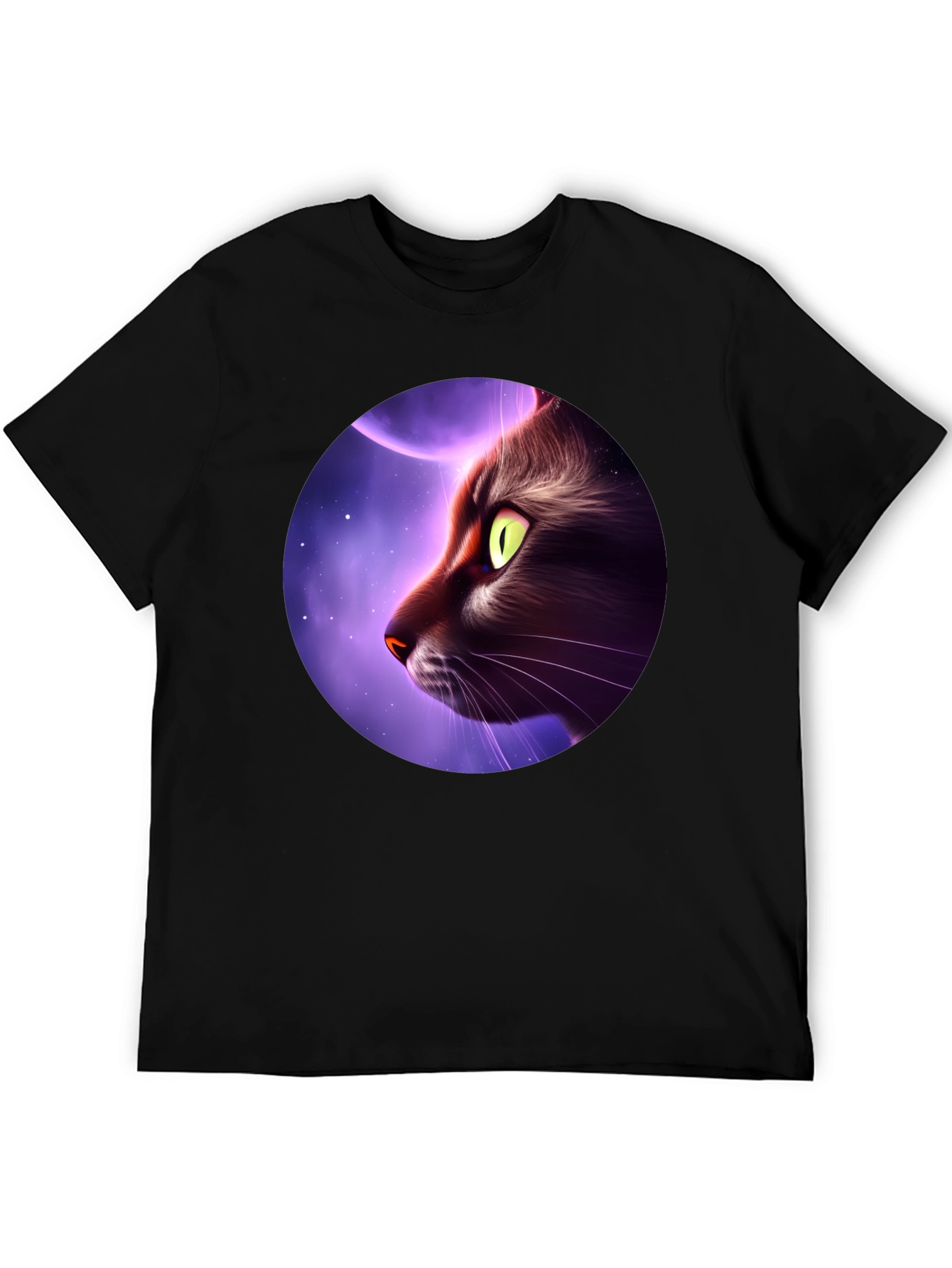 Cat Moon Graphic Tee - Mens Black T-Shirt