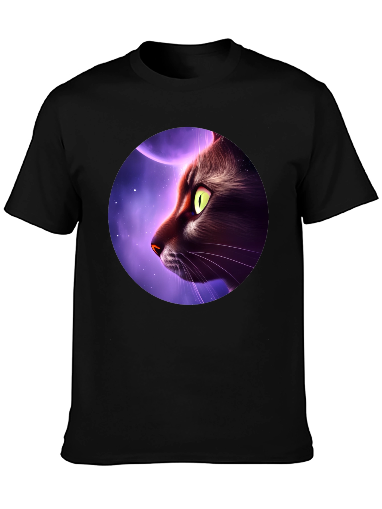 Cat Moon Graphic Tee - Mens Black T-Shirt
