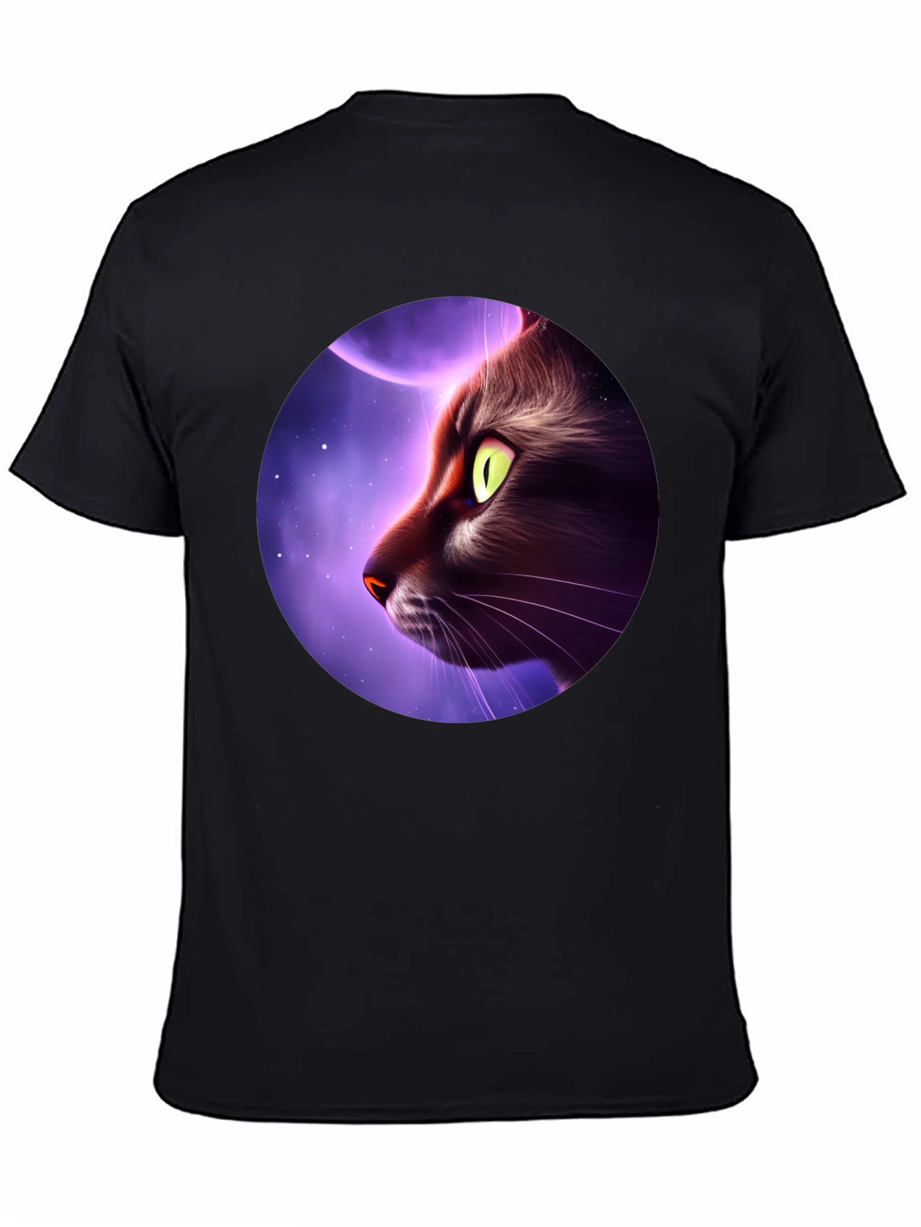 Cat Moon Graphic Tee - Mens Black T-Shirt