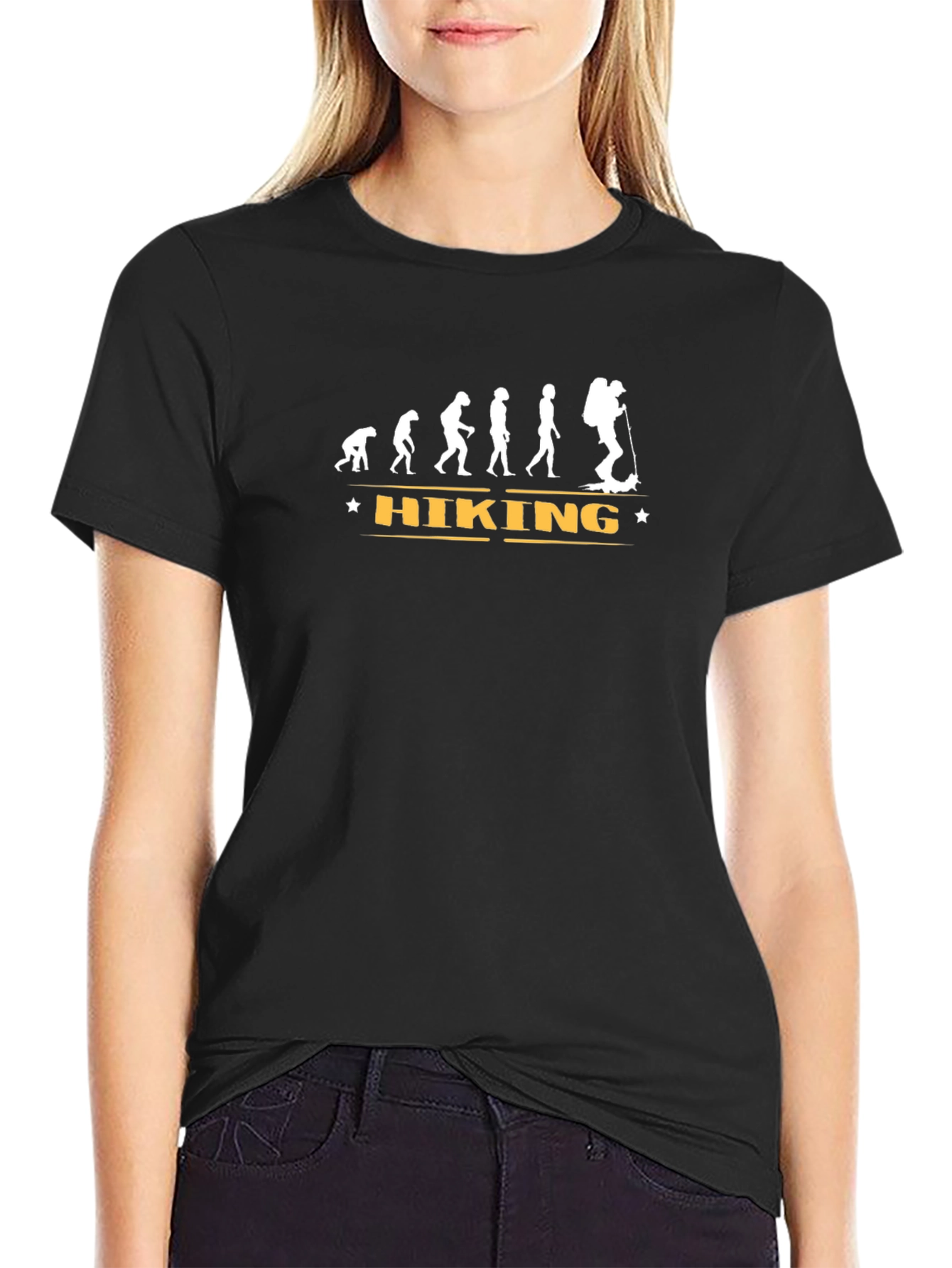 Hiking Evolution Graphic Tee - Black Crew Neck T-Shirt