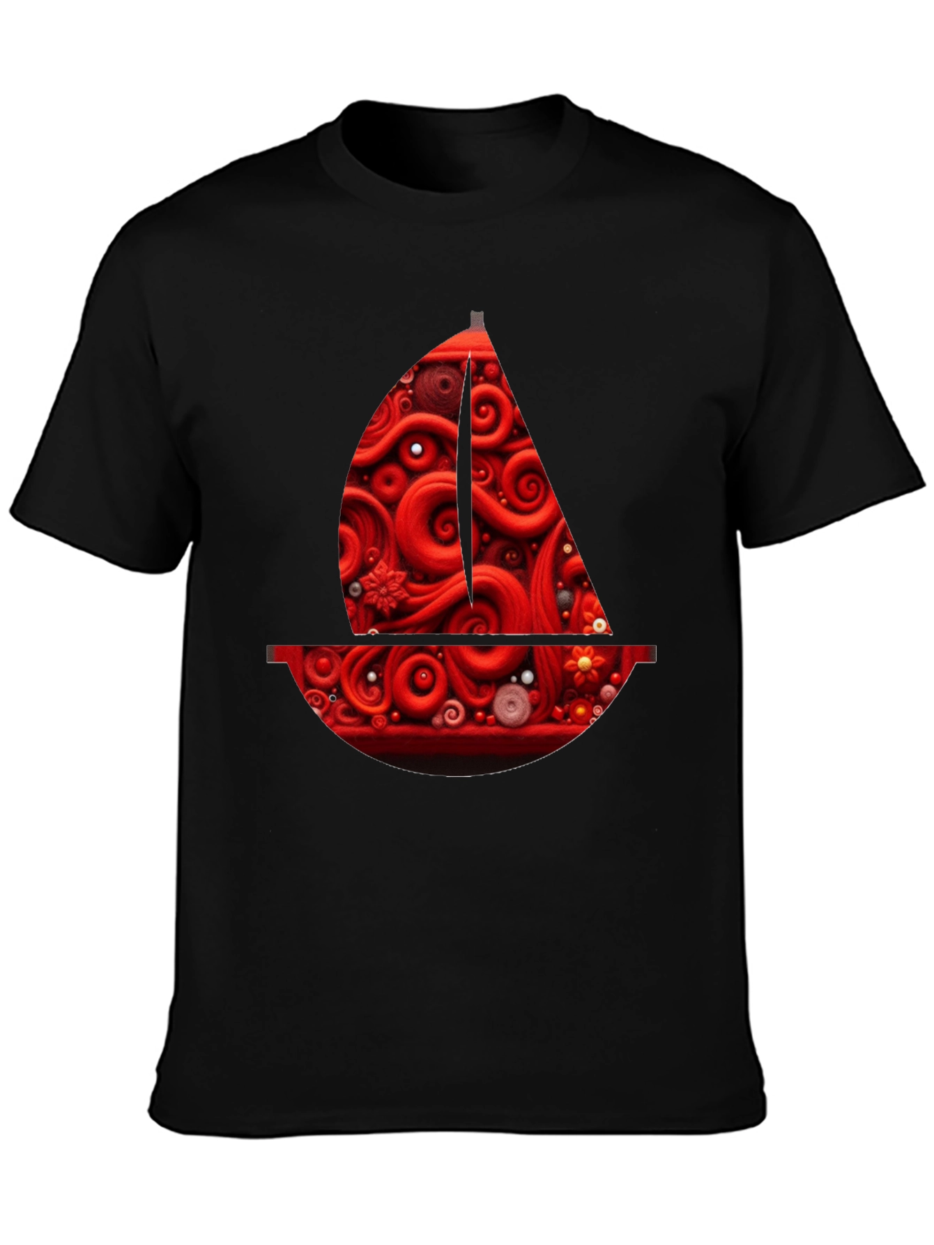 Red Artistic Boat Graphic Tee