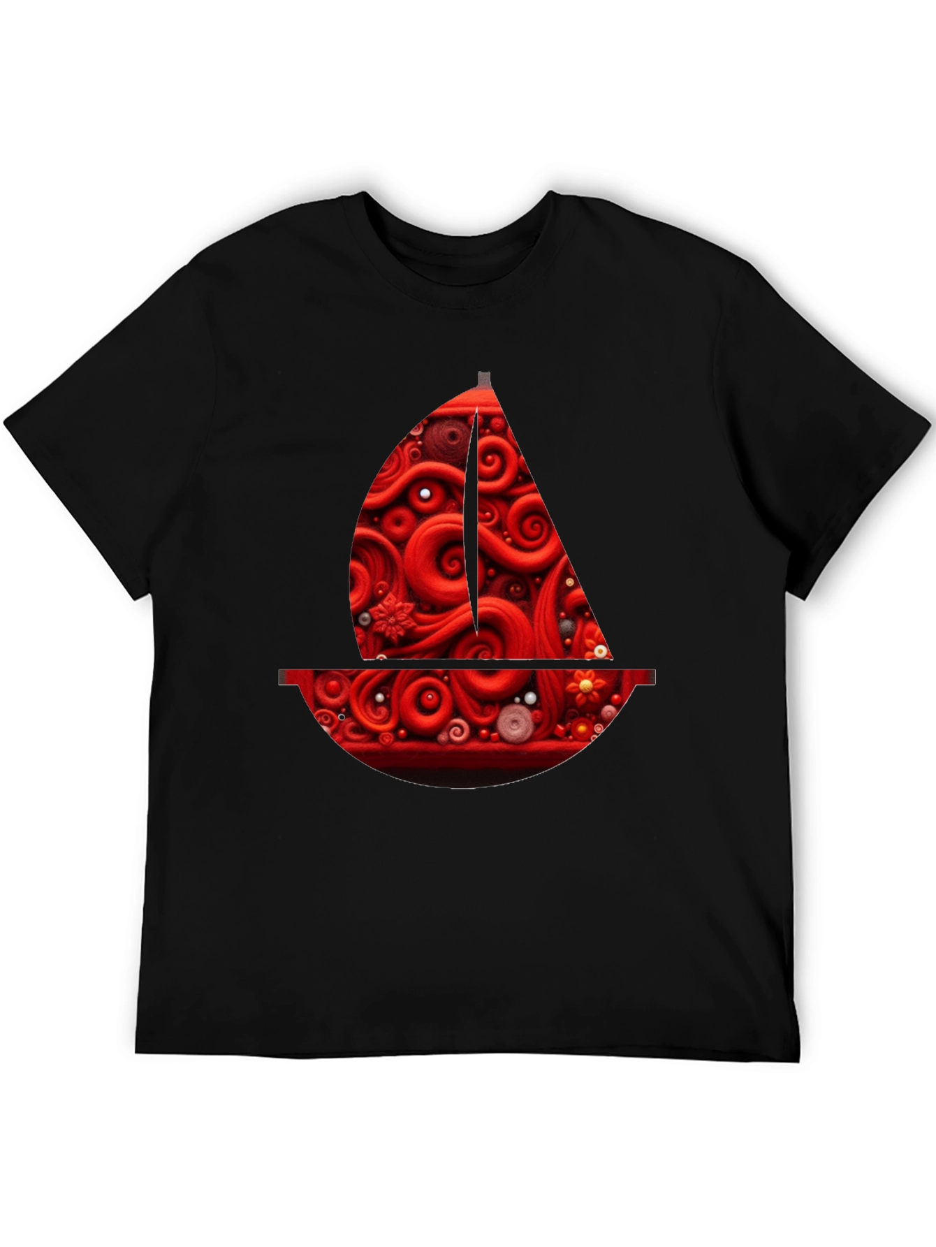 Red Artistic Boat Graphic Tee