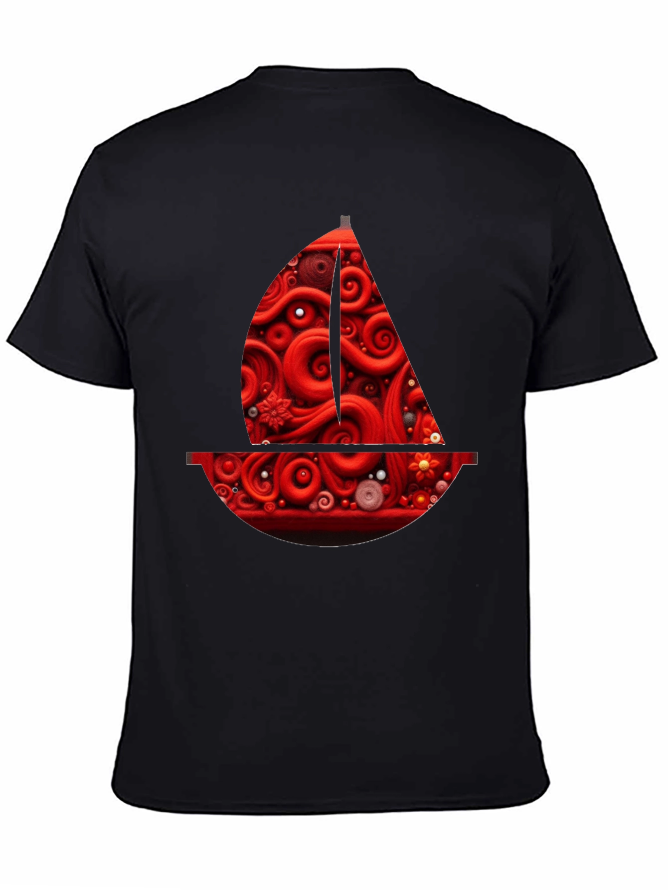 Red Artistic Boat Graphic Tee