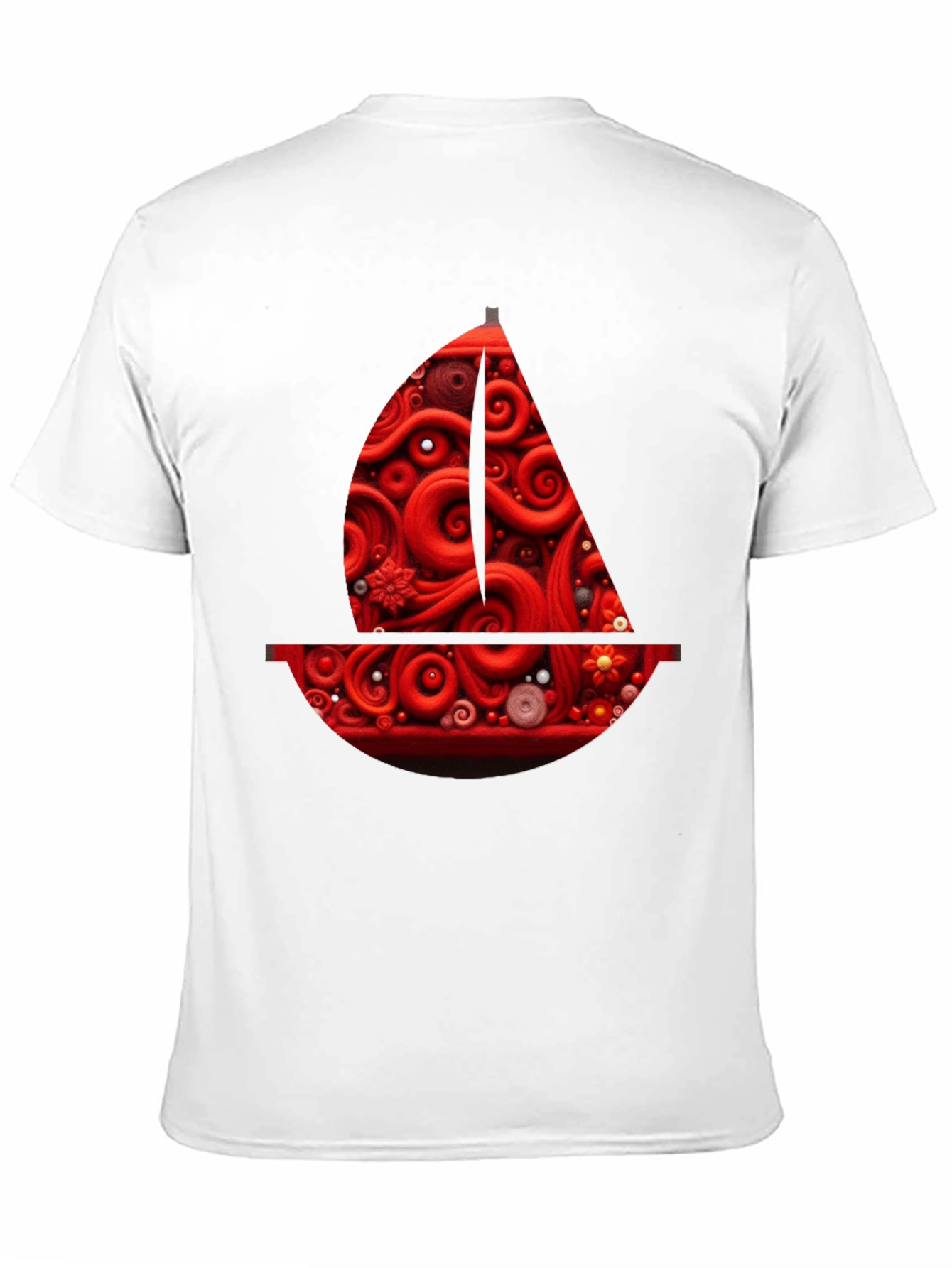 Red Artistic Boat Graphic Tee