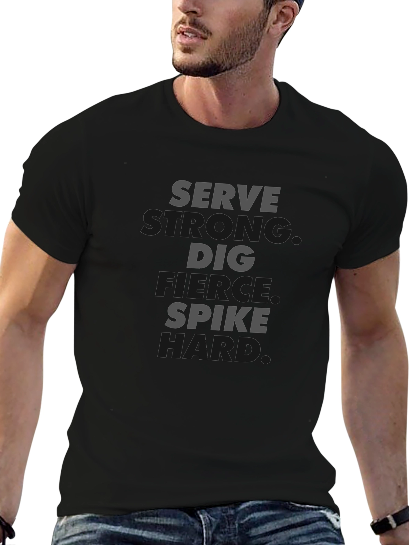 Volleyball T-Shirt: Serve Dig Spike Hard!