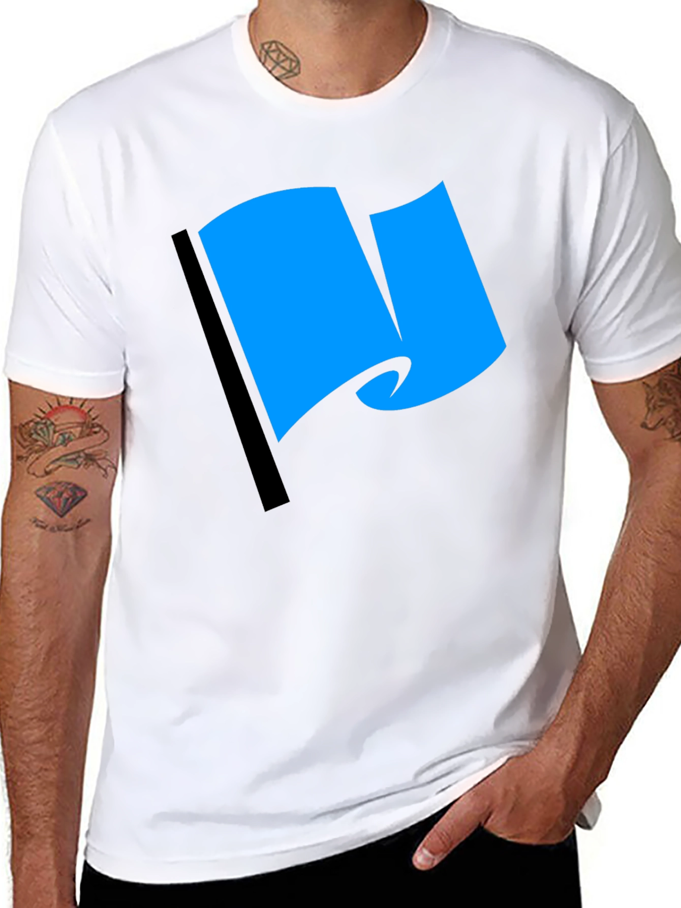 Blue Flag Graphic Black T-Shirt